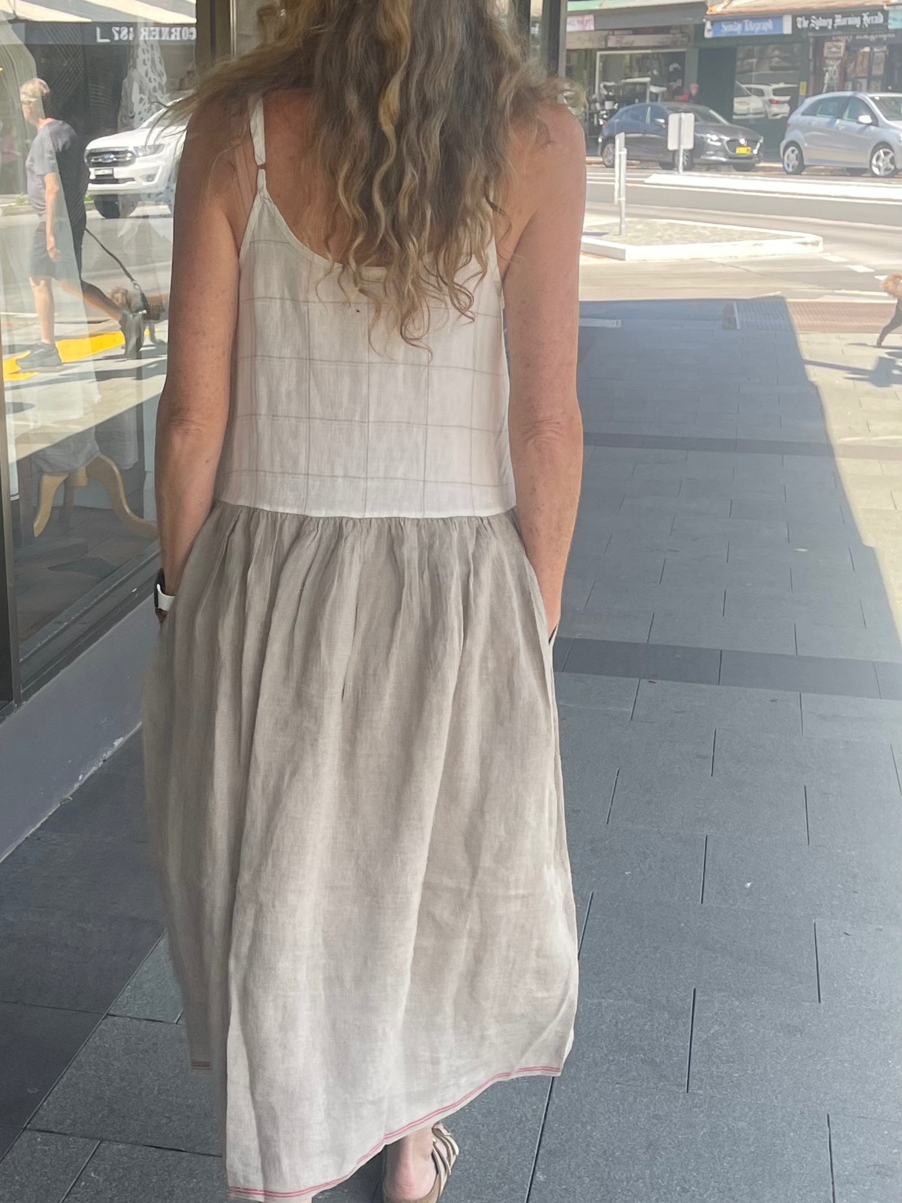 AGNEYA SLIP DRESS - Ivory/Taupe