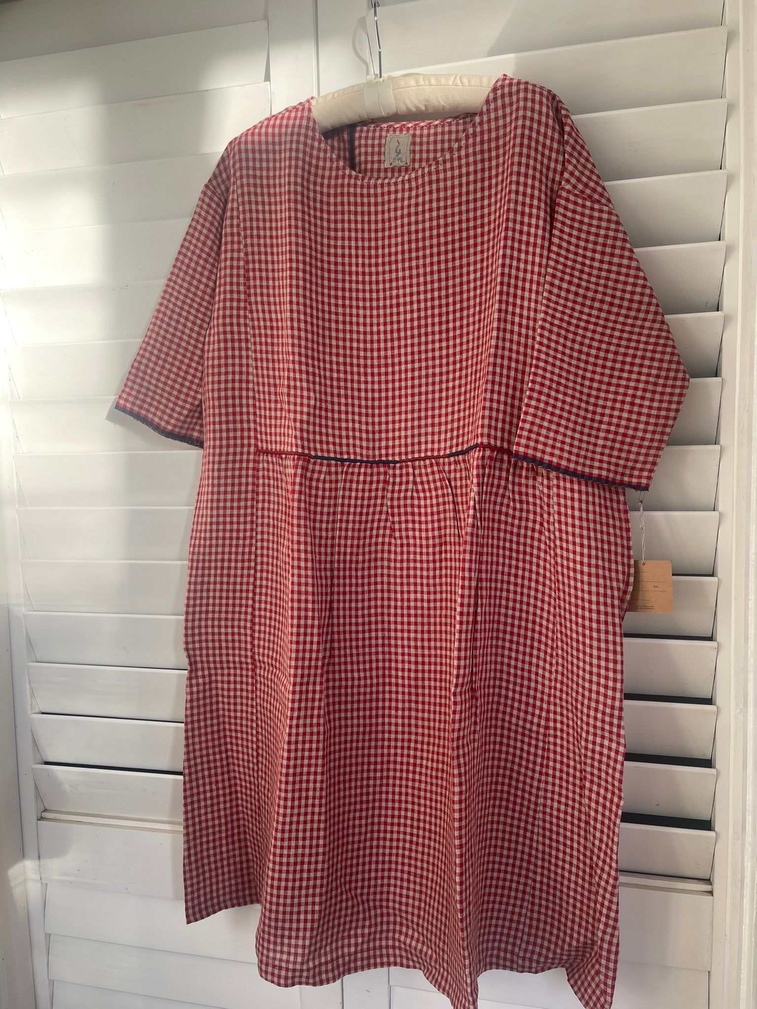 PADMA LINEN DRESS - Crimson Check