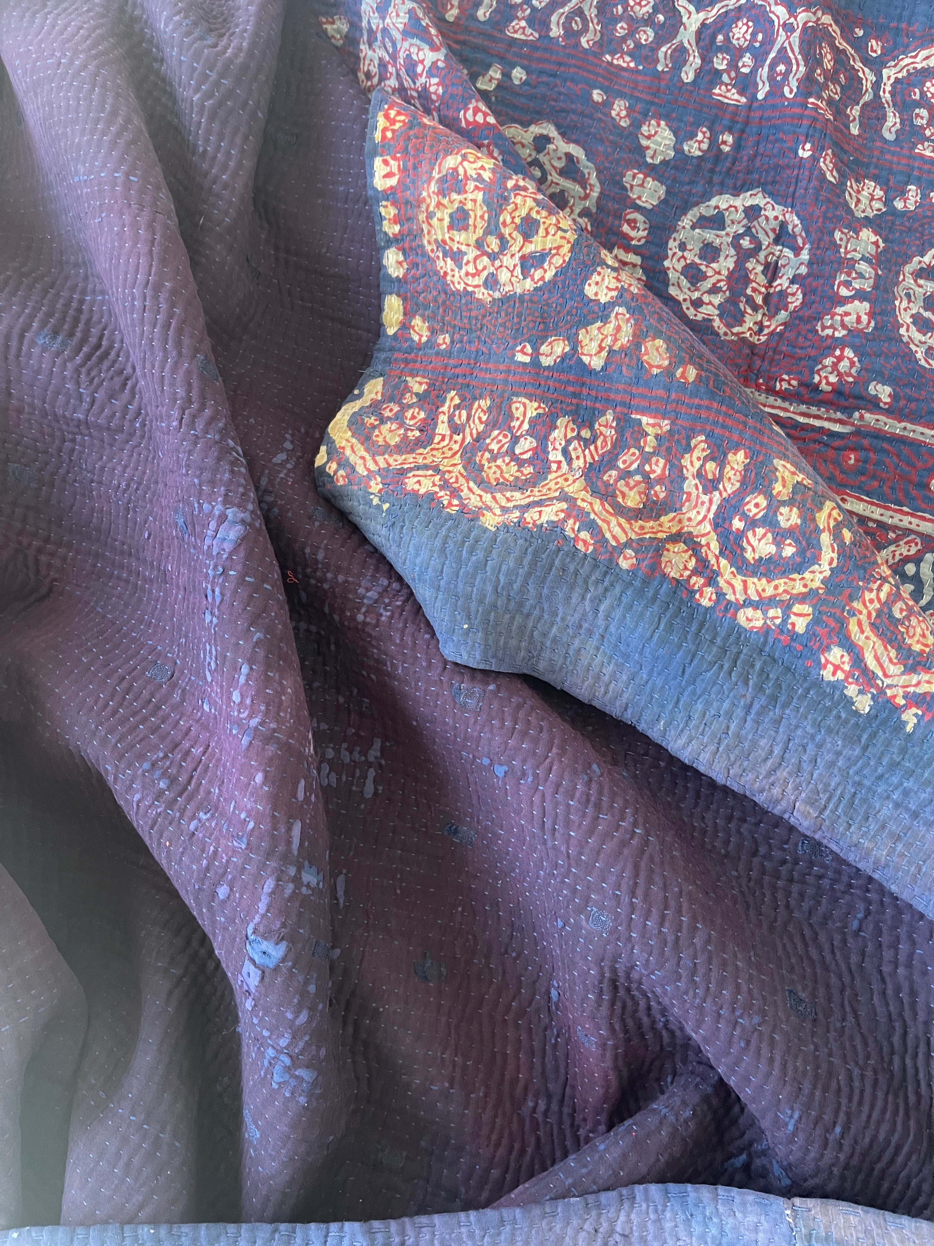 VINTAGE AJAKH KANTHA - Indigo Patch