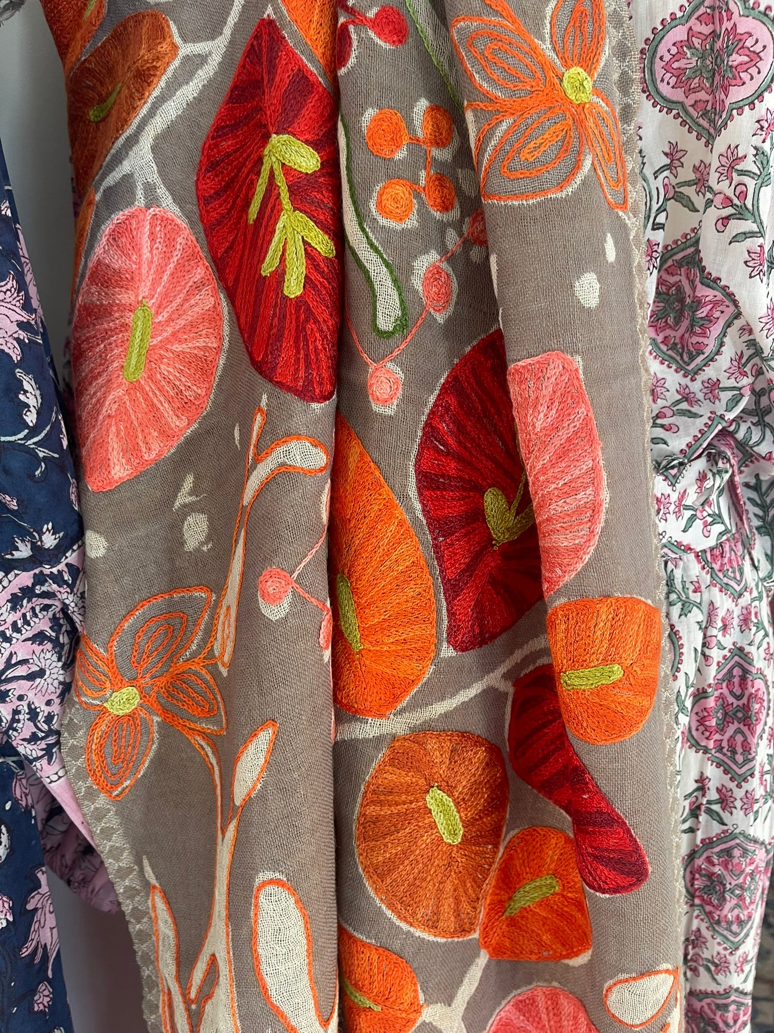 Embroidered Wool Scarf - DESERT FLORAL
