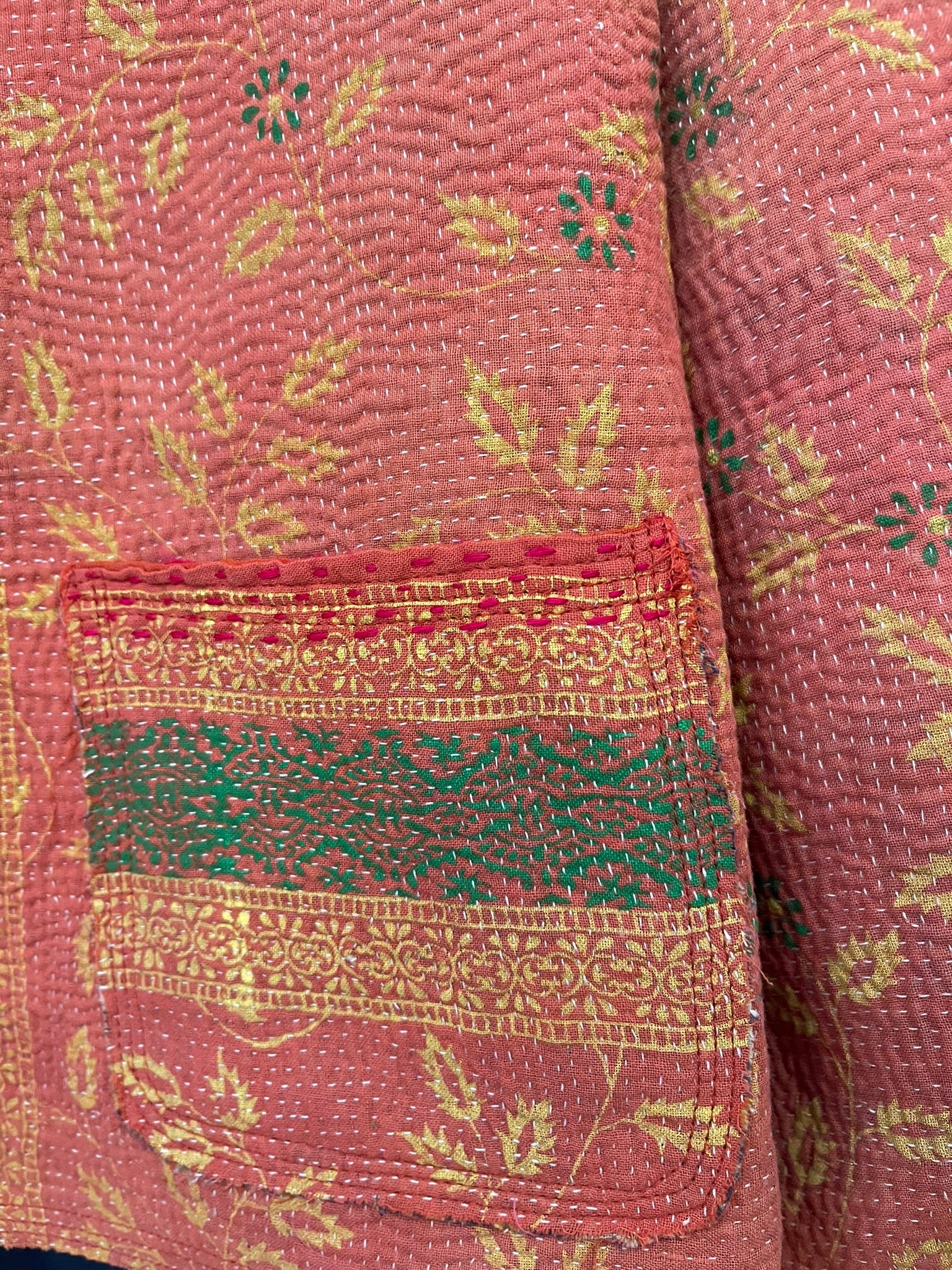 Kantha Jacket - FLORAL CORAL