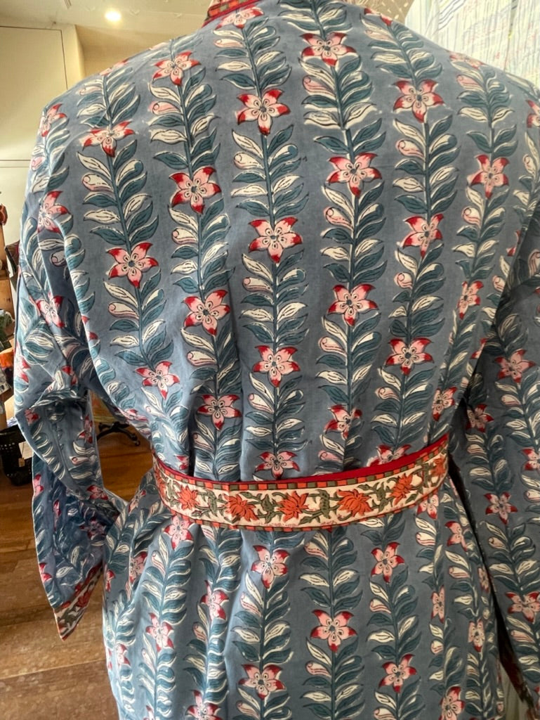 Cotton KIMONO - WATERLILIES Blockprint