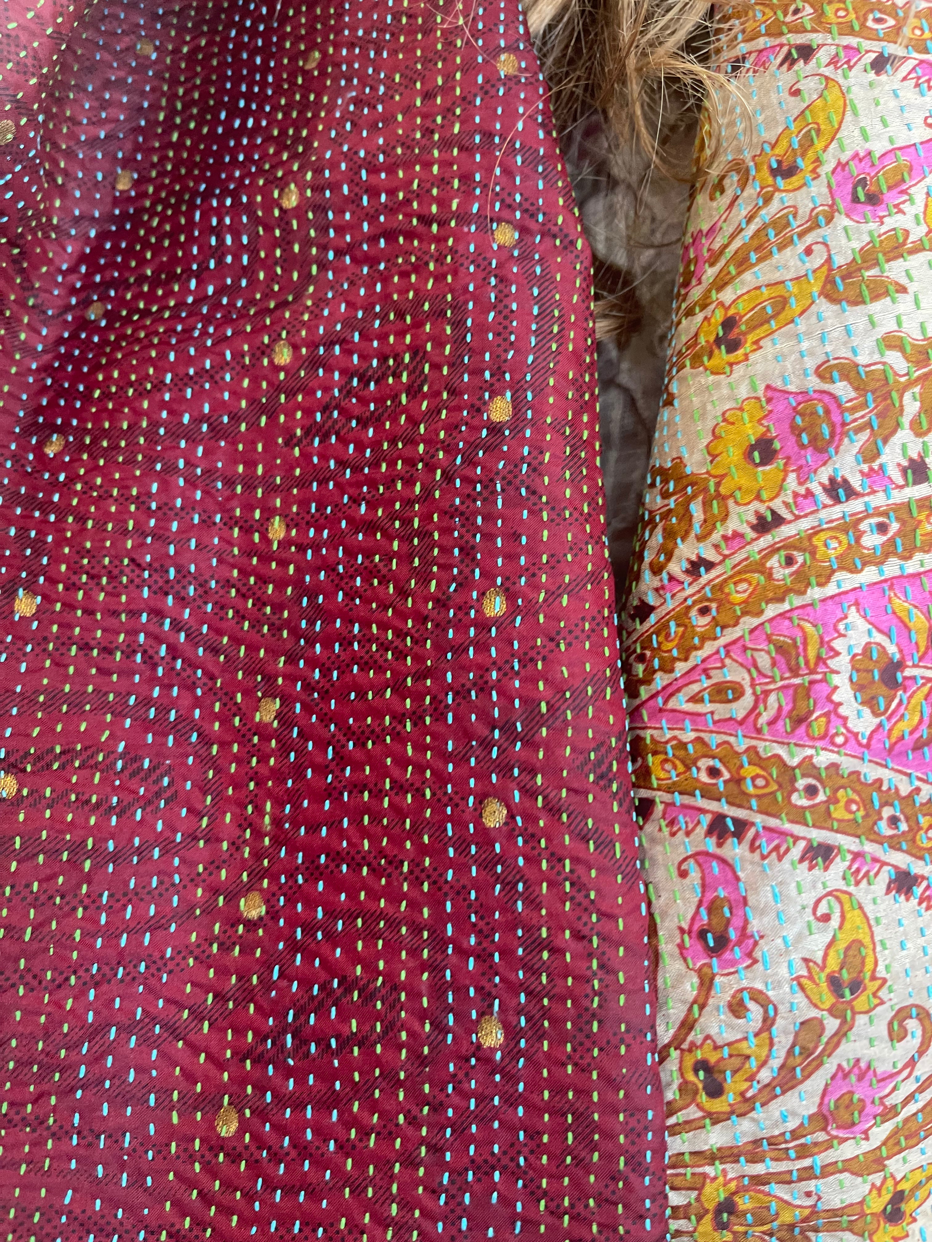 Kantha Silk Muffler - Golden Winter