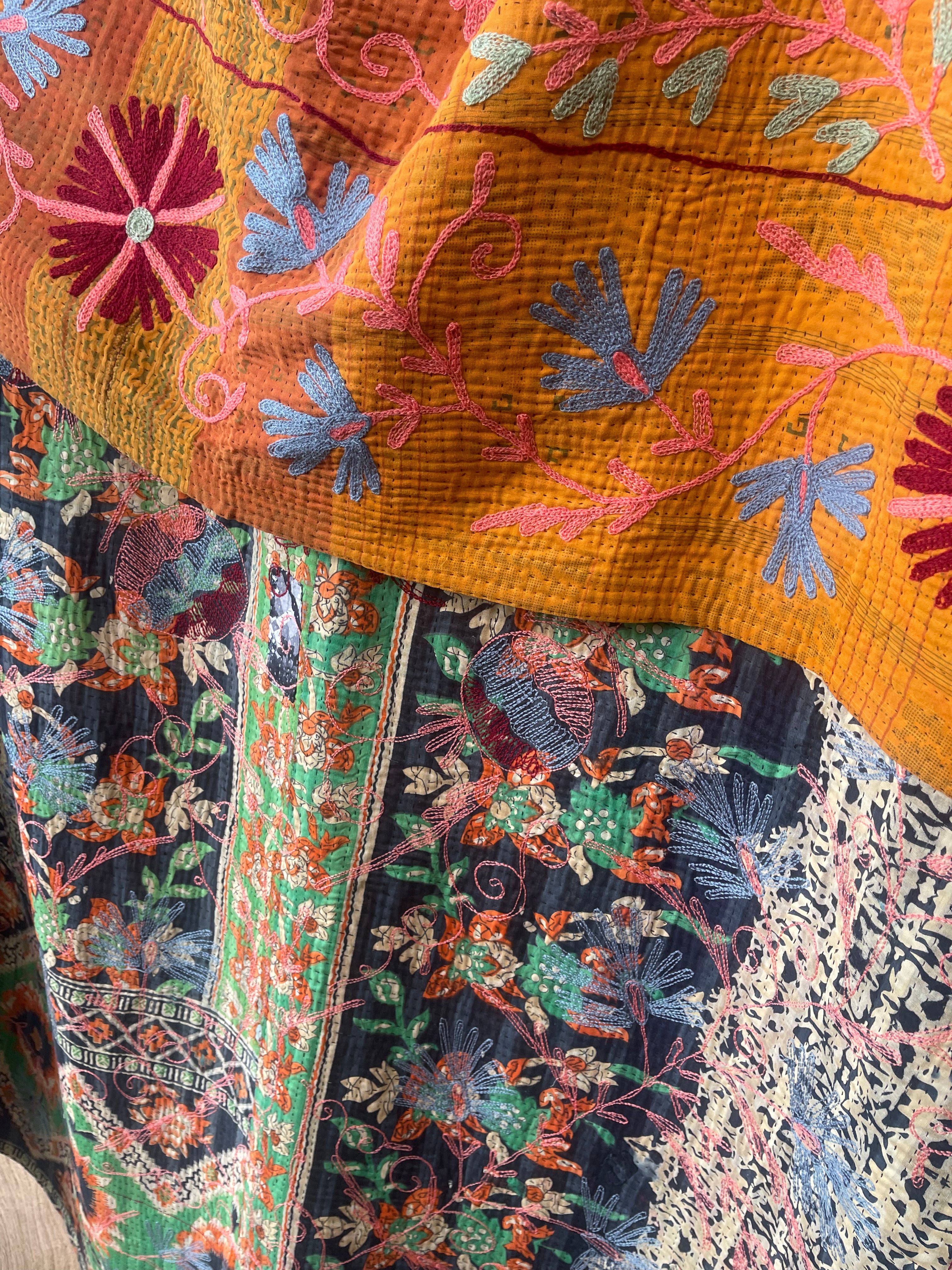 Suzani Vintage Kantha - CITRUS BLOSSOM