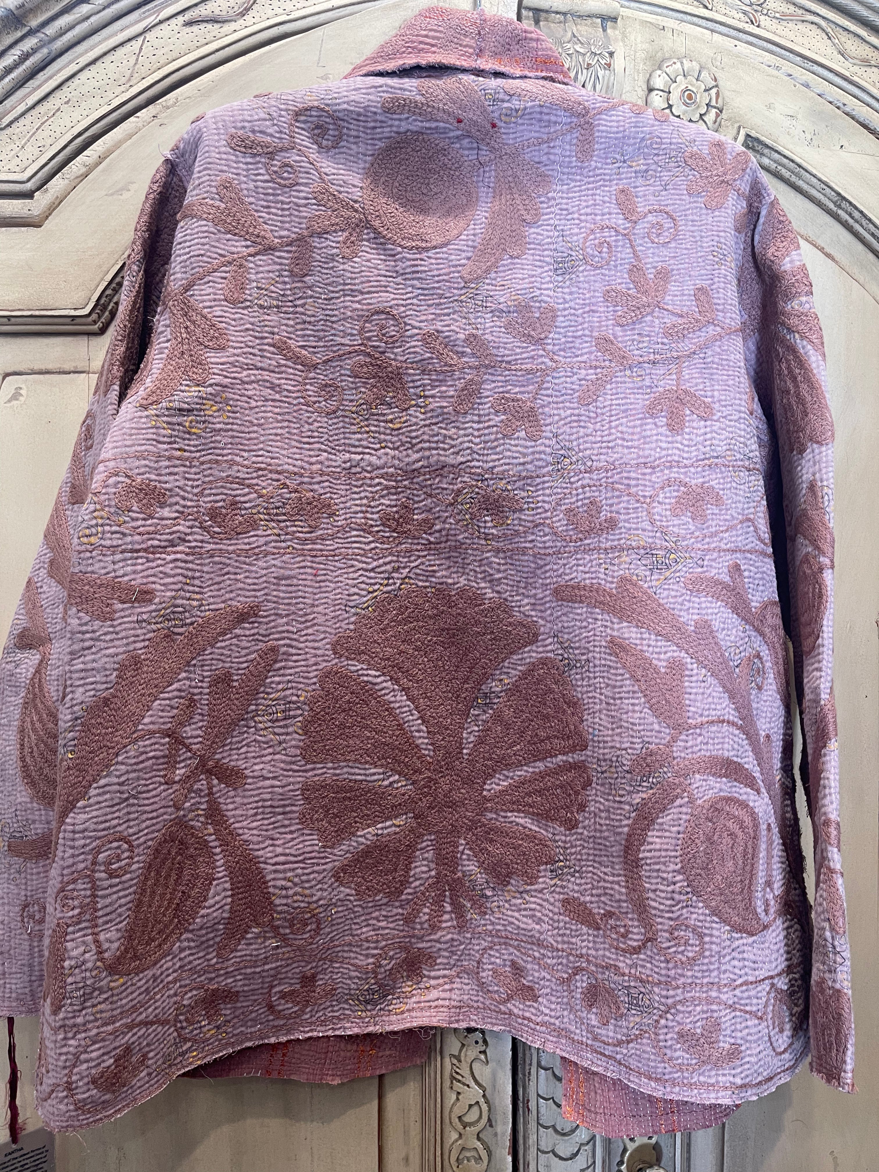 Vintage Kantha Coat - MUSHROOM SUZANI