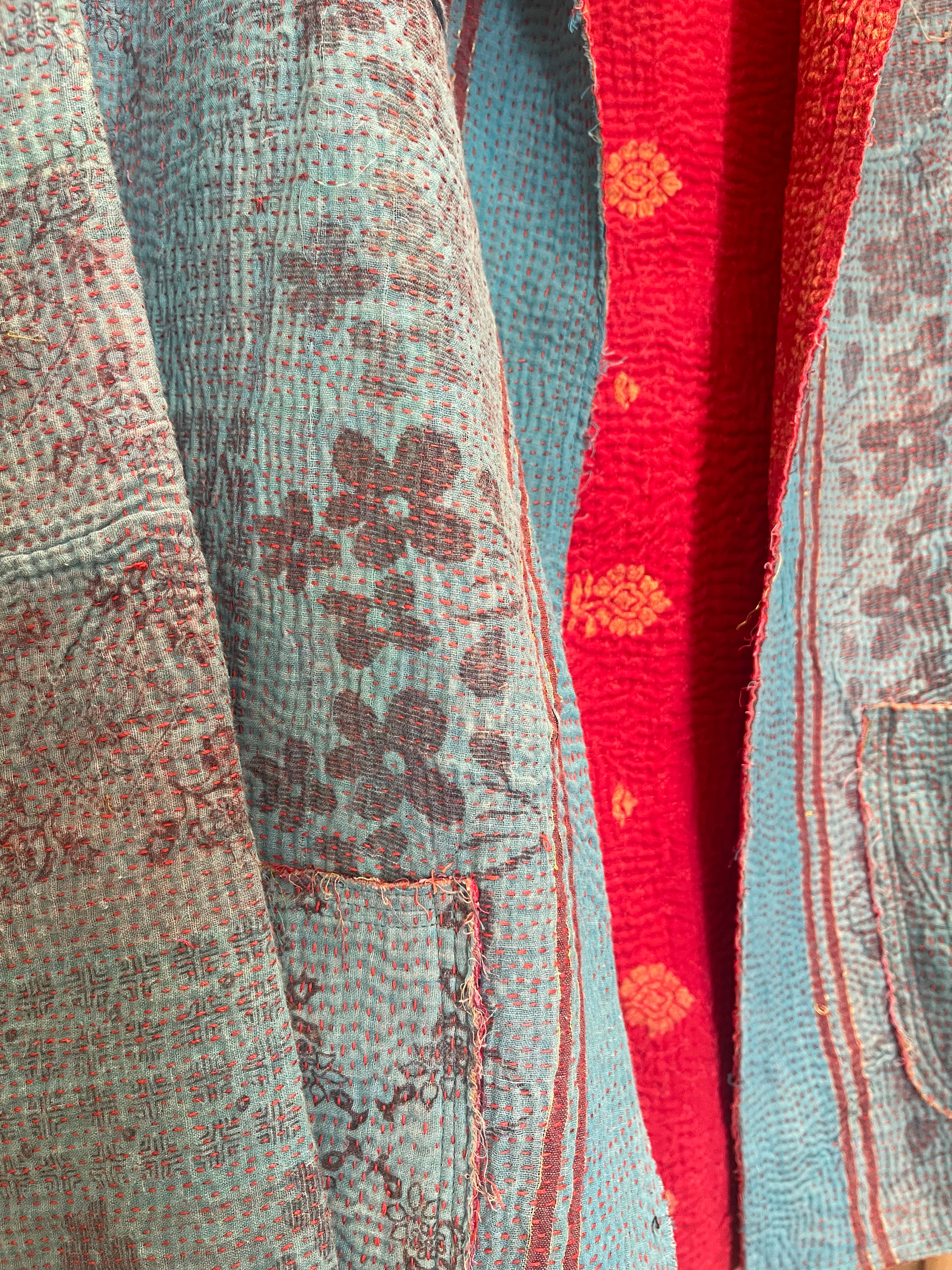 DVE Vintage Kantha Coat - TROPICAL LAGOON