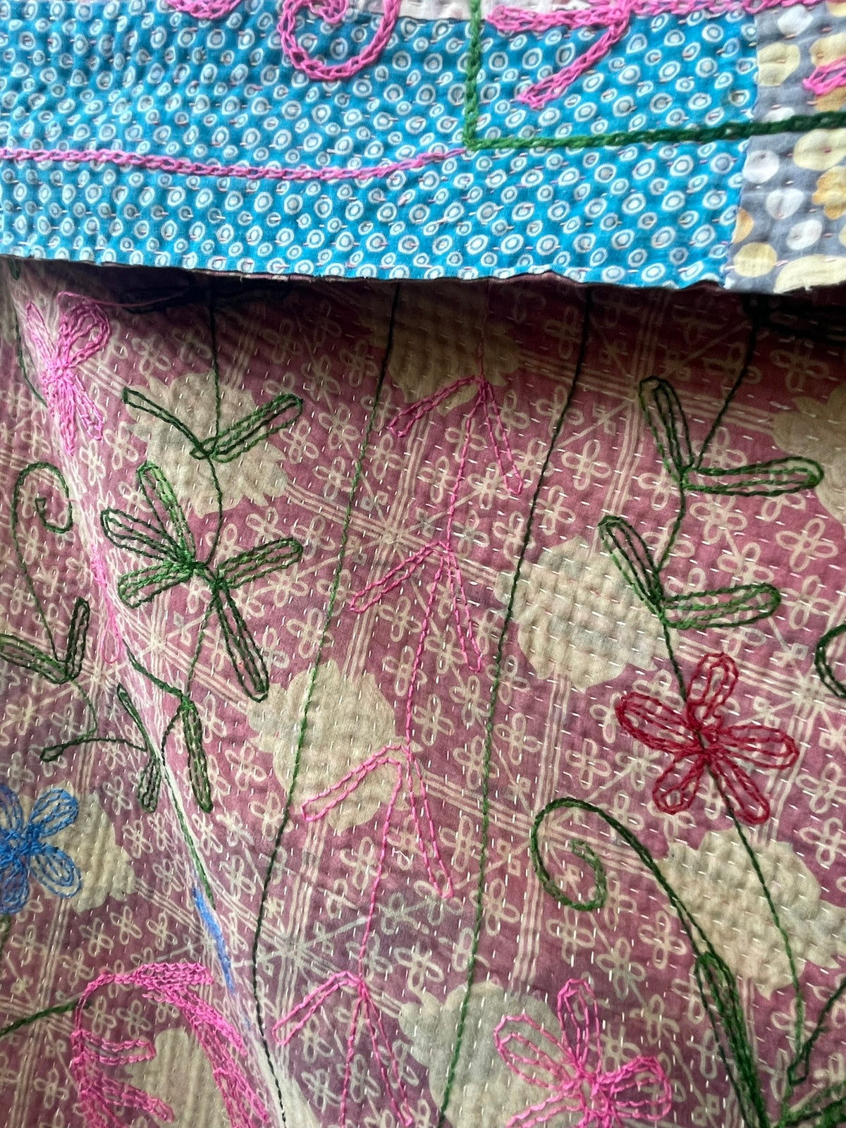 Suzani Vintage Kantha - CACTUS FLOWER