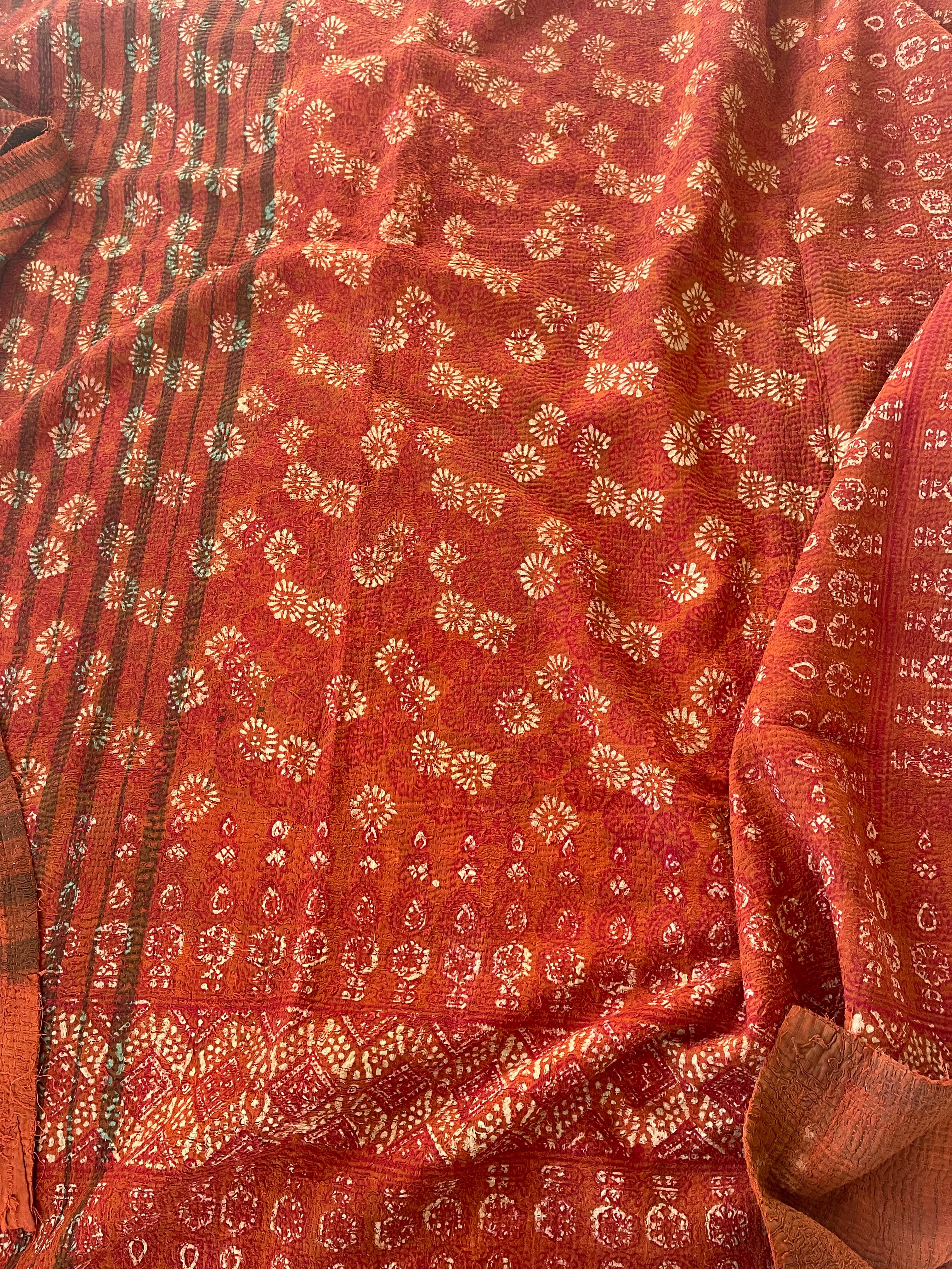 VINTAGE AJAKH KANTHA - Striped Meadow