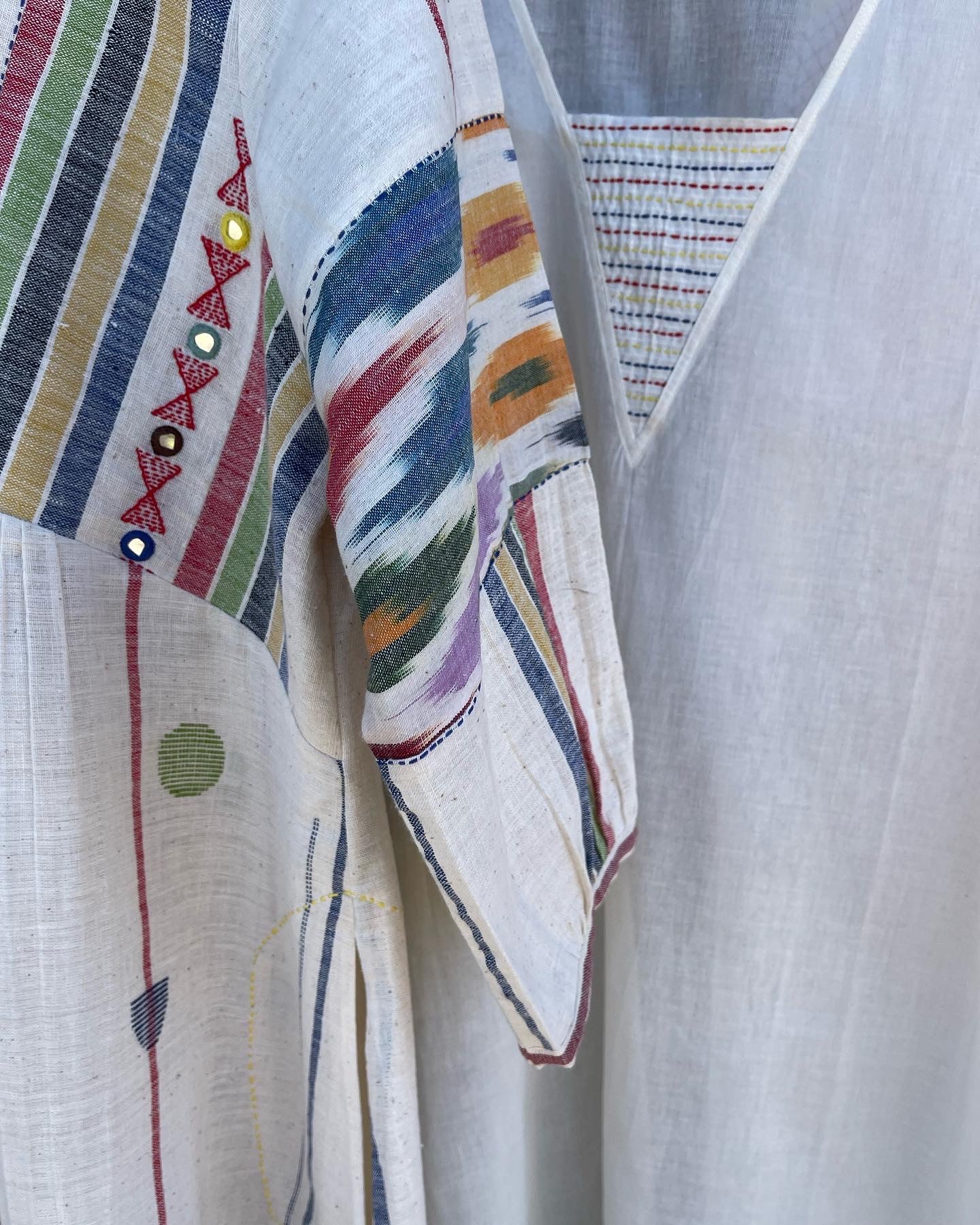 Jamdani Ikat Dress - Kala Cotton White