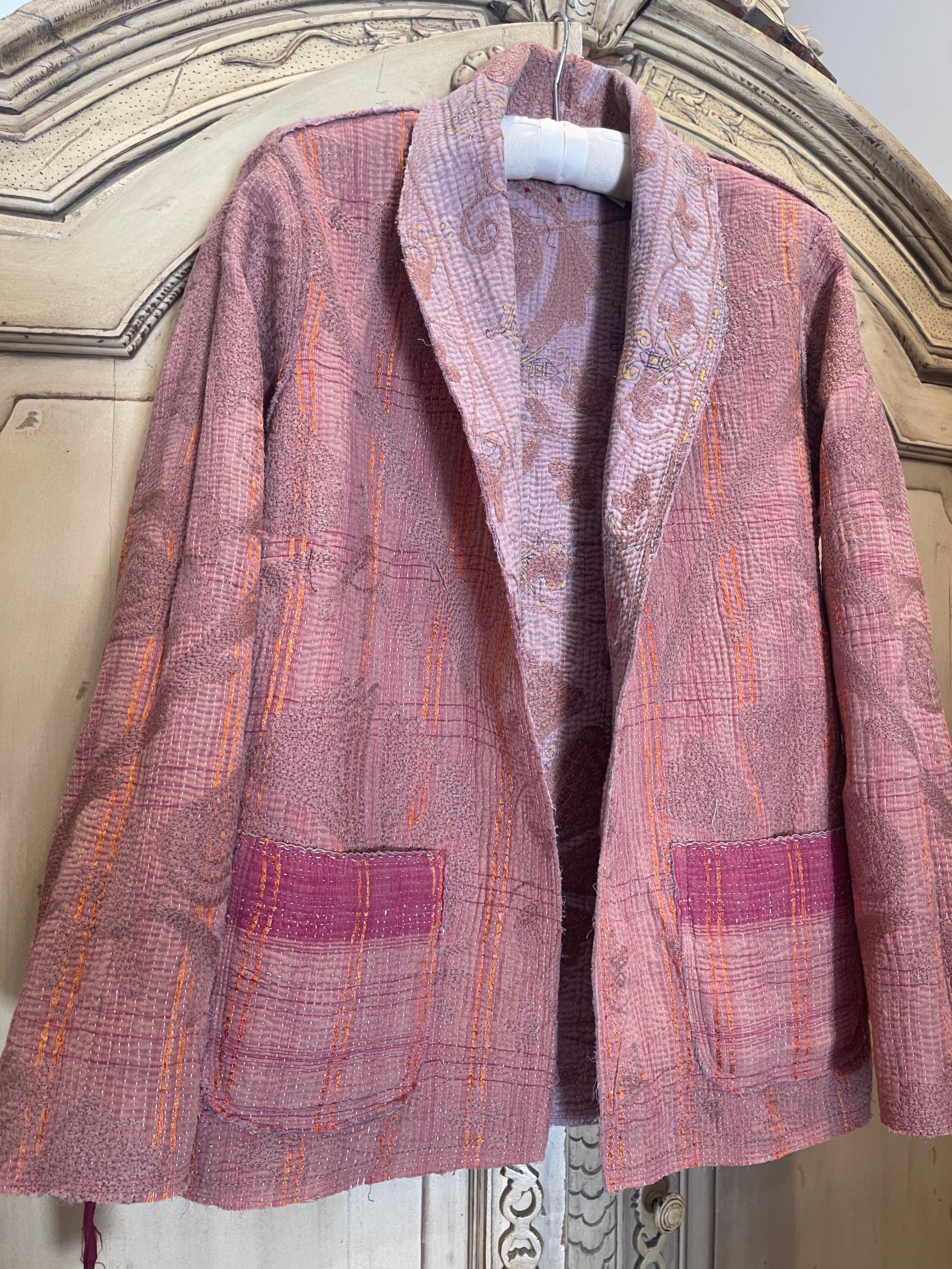 Vintage Kantha Coat - MUSHROOM SUZANI