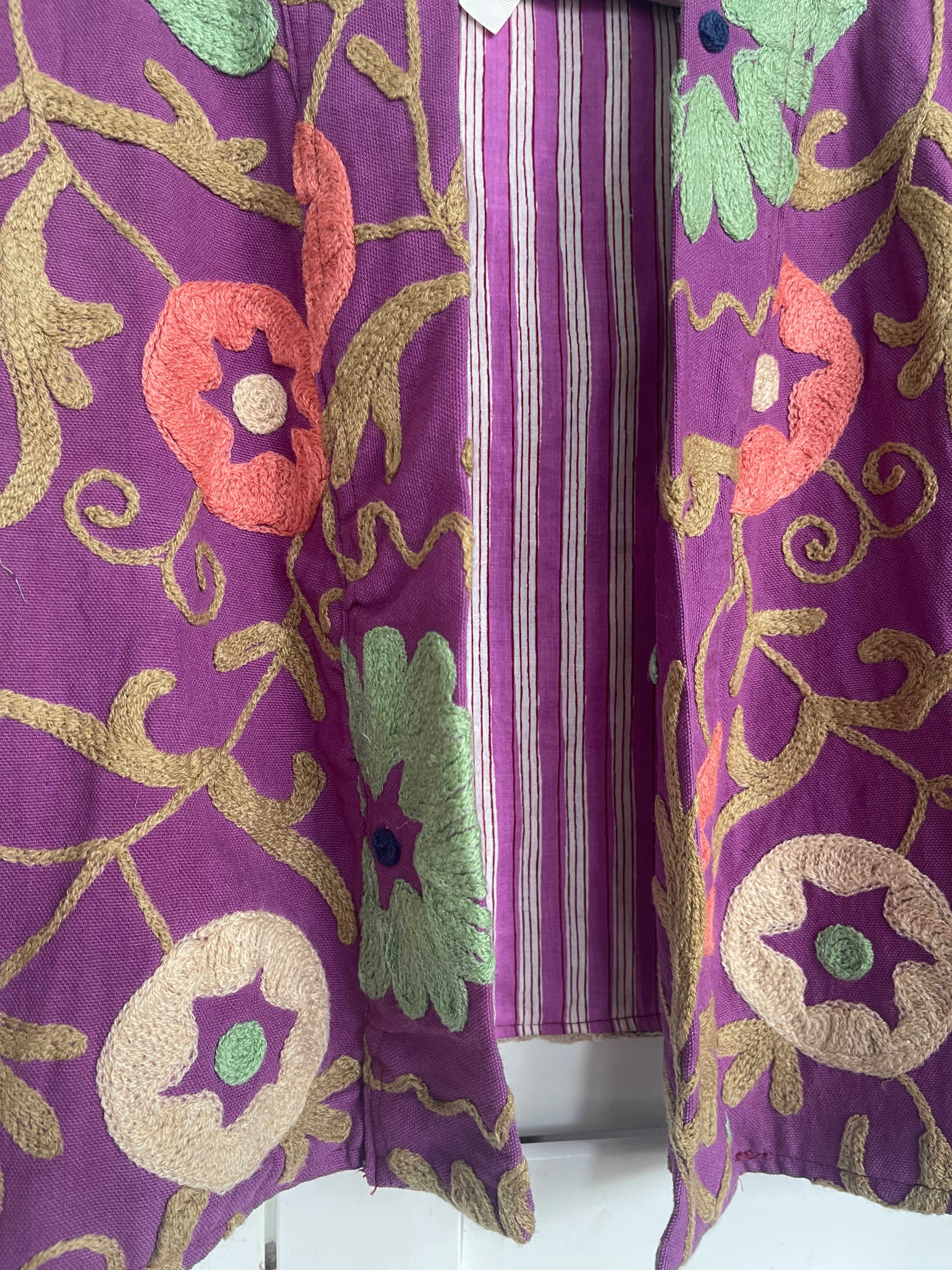 Capped Sleeve Top - Floral Grape