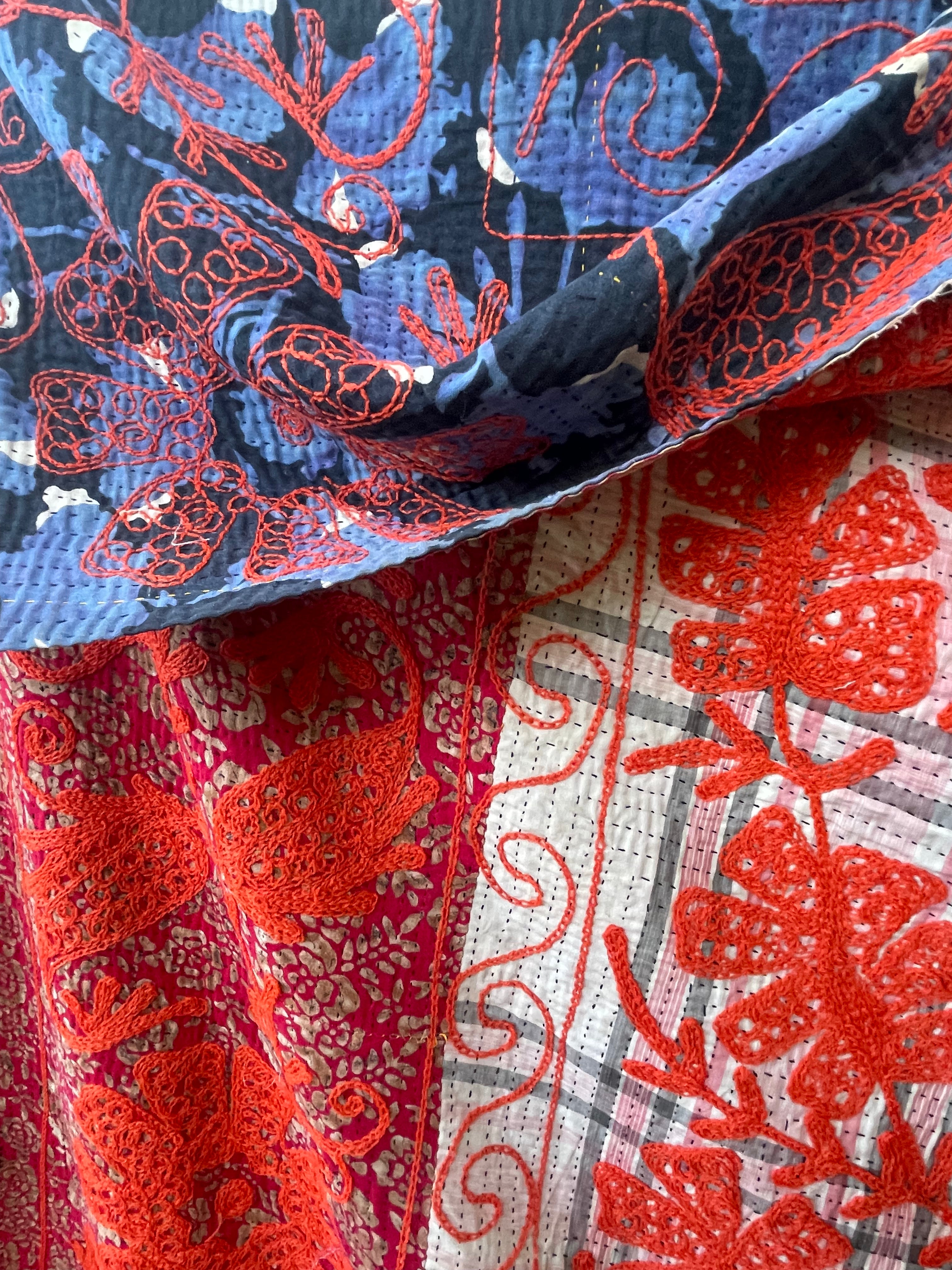 Suzani Vintage Kantha - OUTRAGEOUS ORANGE