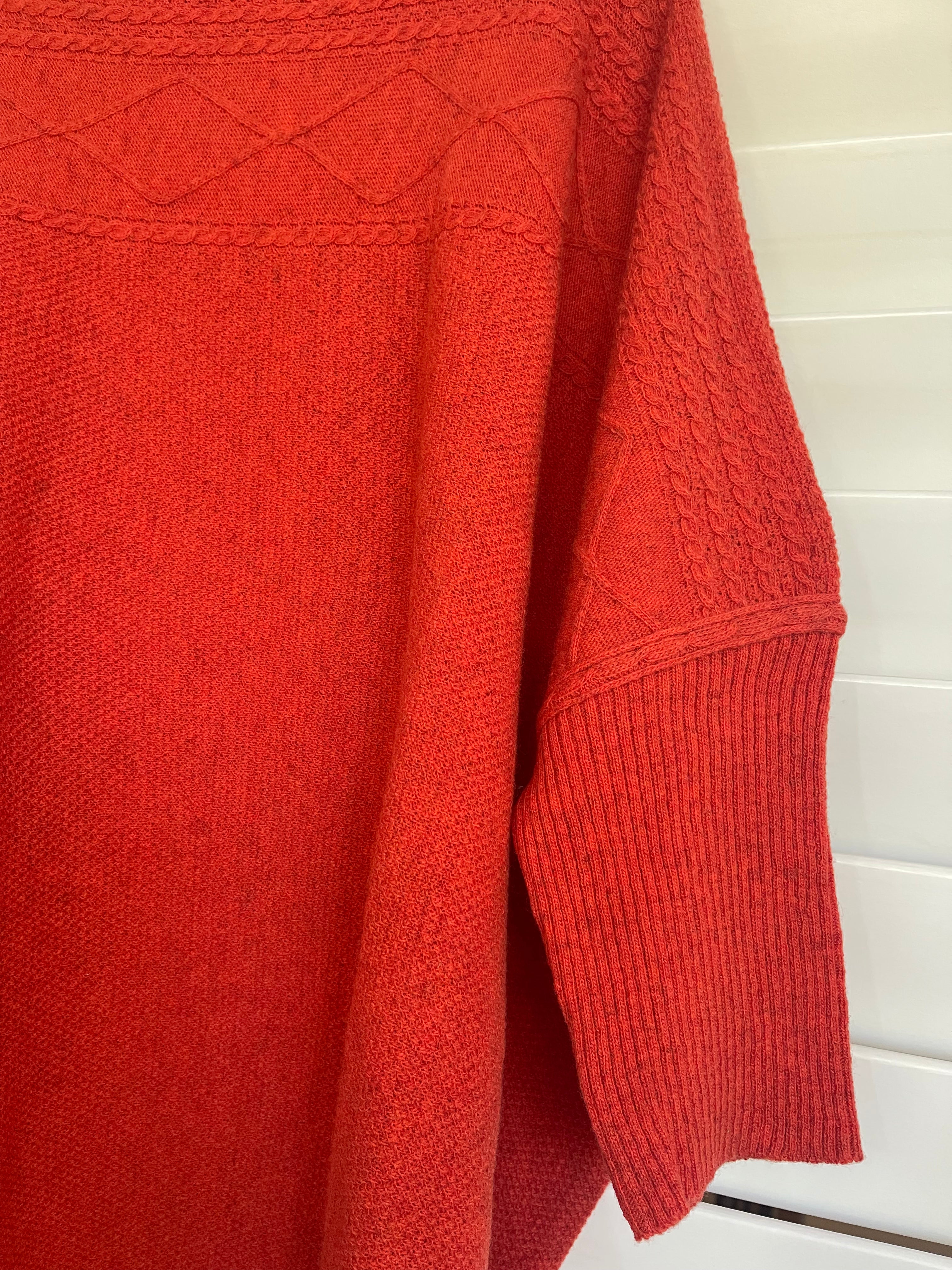Boat Neck Cable Knit - CORAL