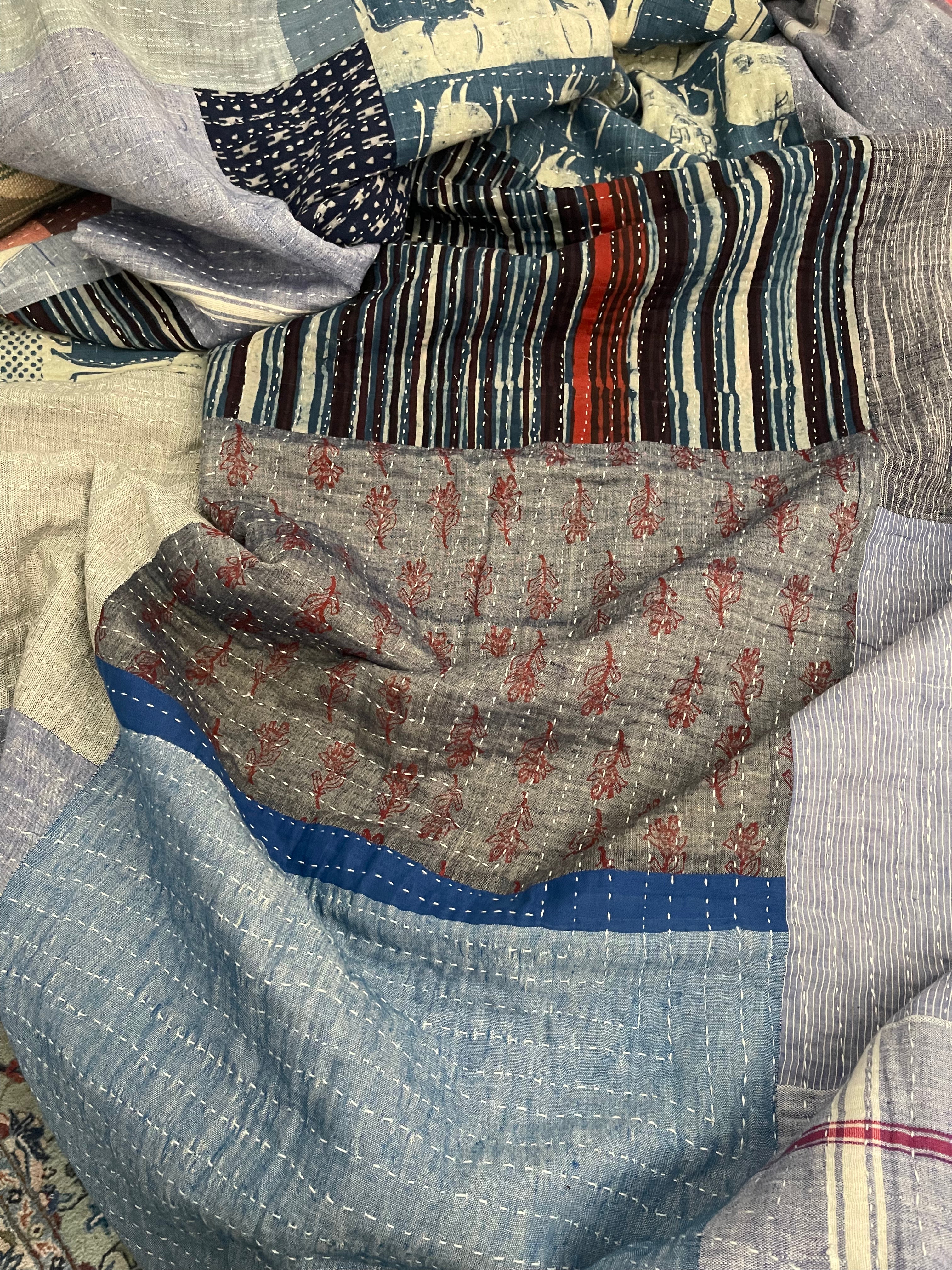 KHADI COTTON QUILT - Muted Indigo