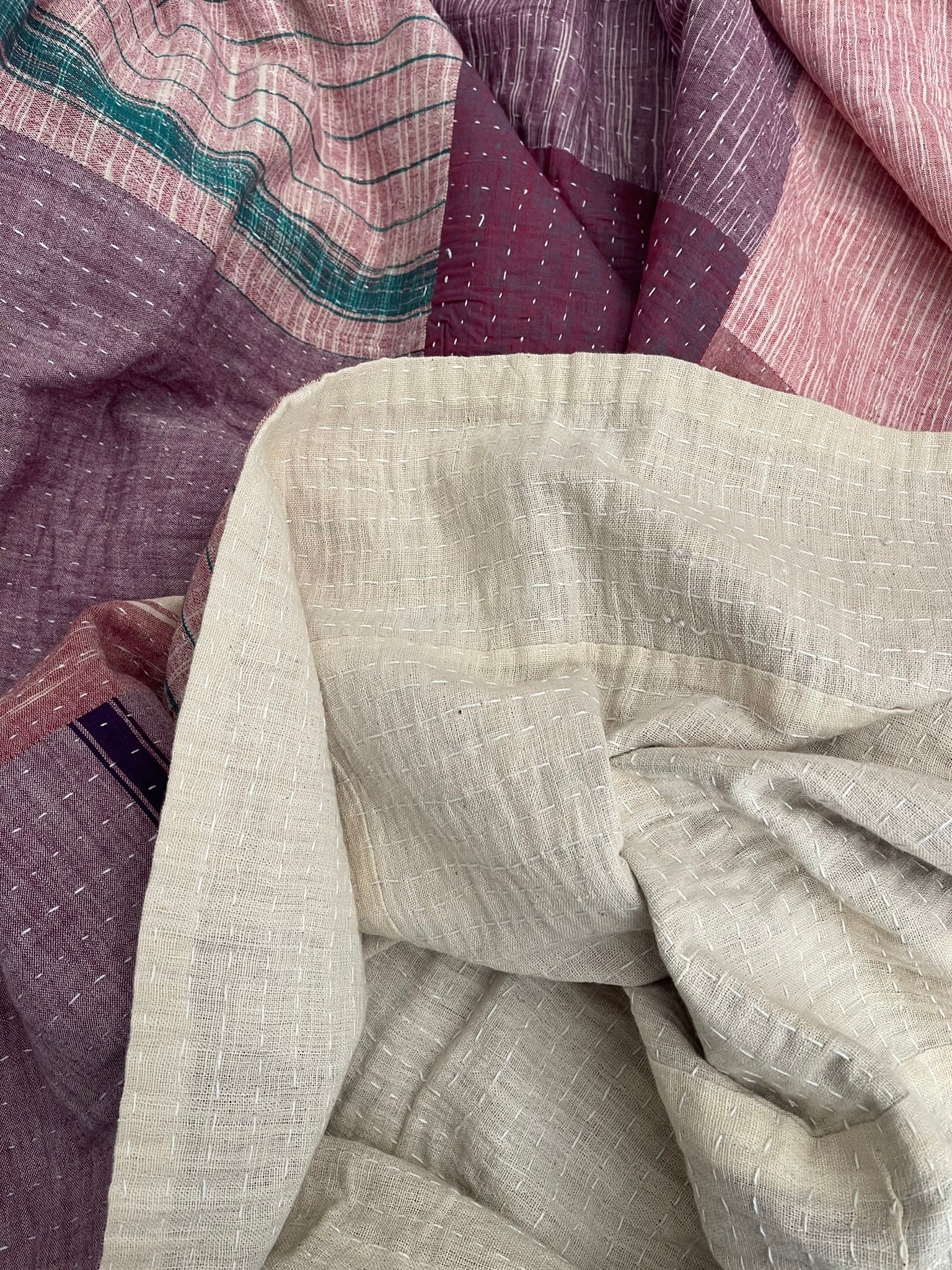 KHADI COTTON QUILT - Patchwork Stripe