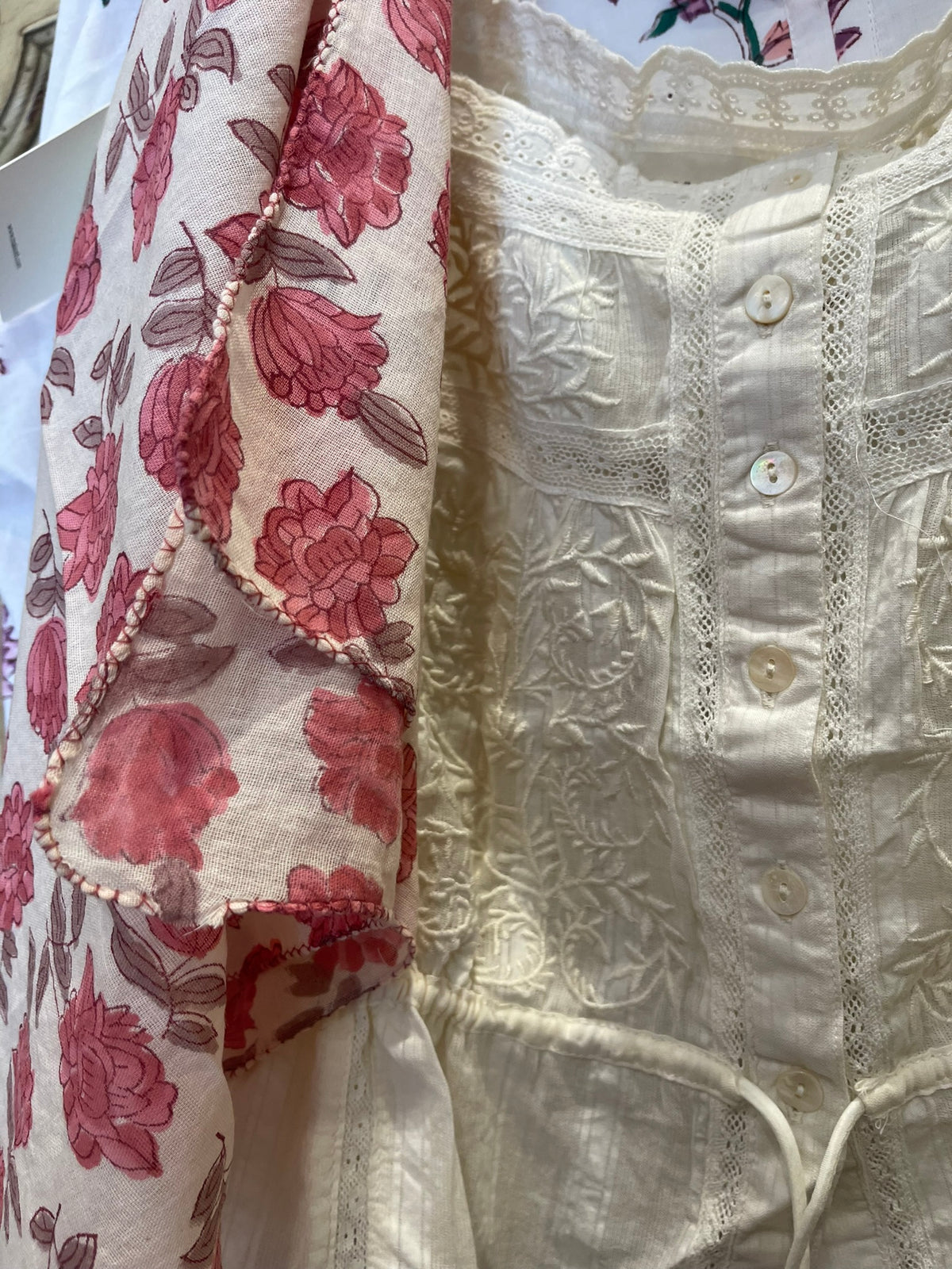 CONSTANZA VINTAGE LACE TOP - Coquillage
