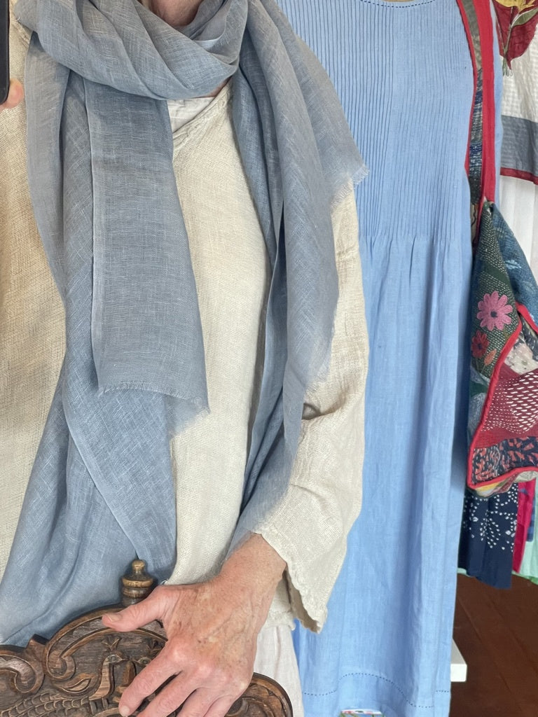 Linen Scarf - Dove Blue