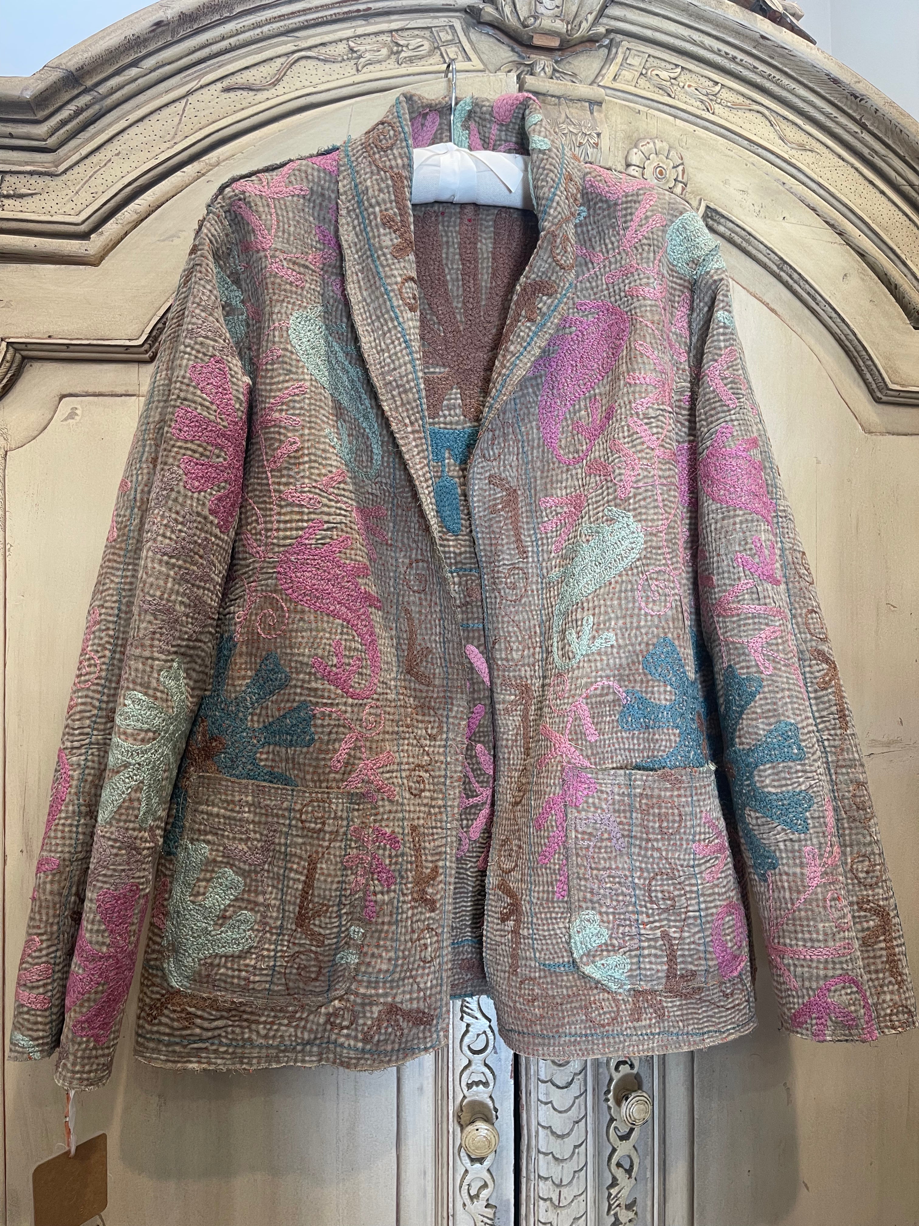Vintage Kantha Coat - SAGE SUZANI