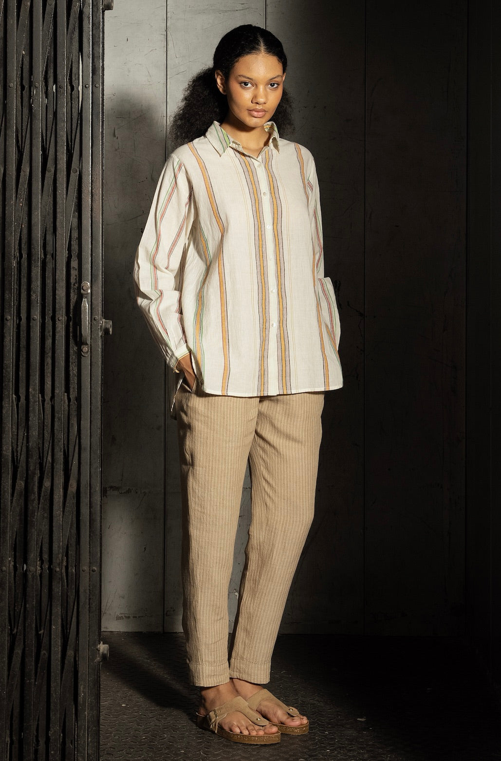 DEVESHI Cotton Shirt - Ecru Stripe