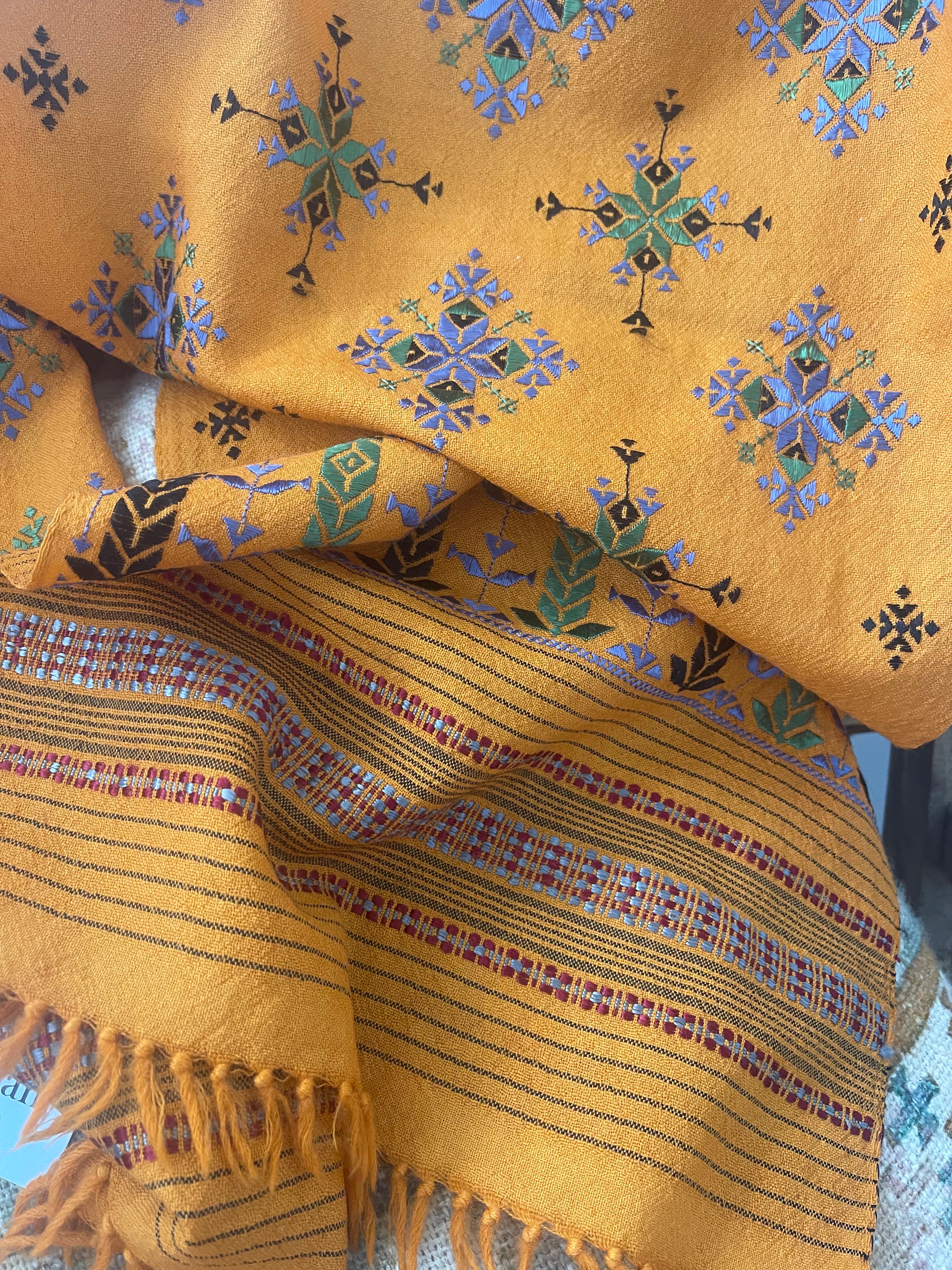 Soof Embroidered Wool Muffler - Rich Autumn