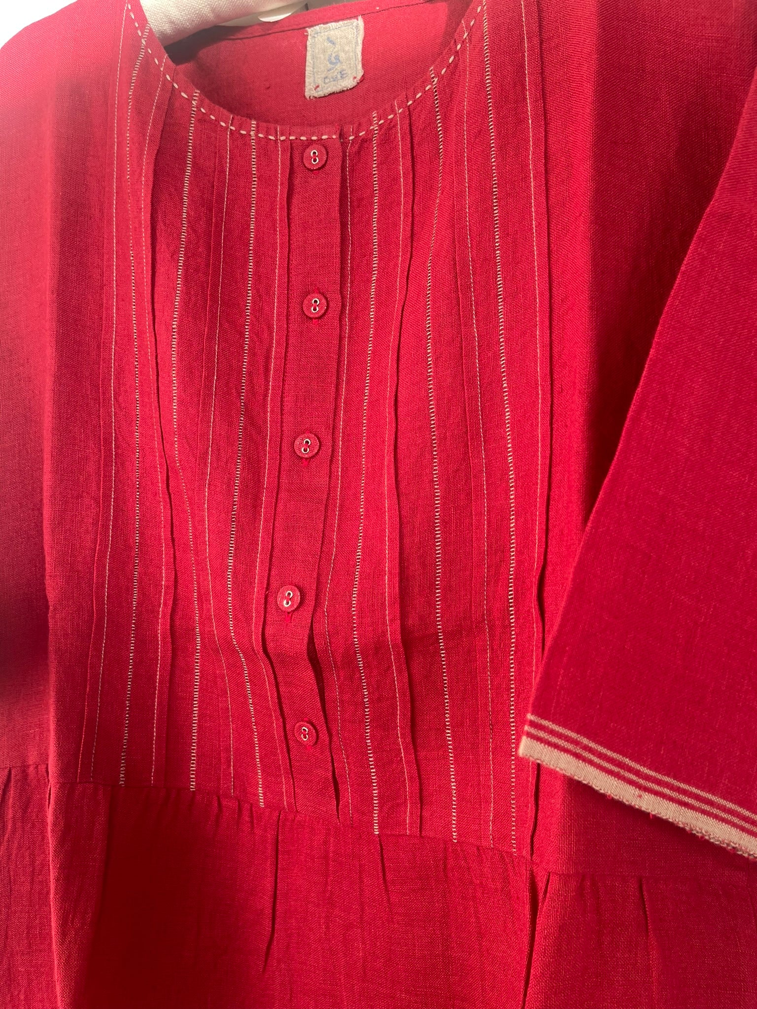 MARI LINEN DRESS - Crimson