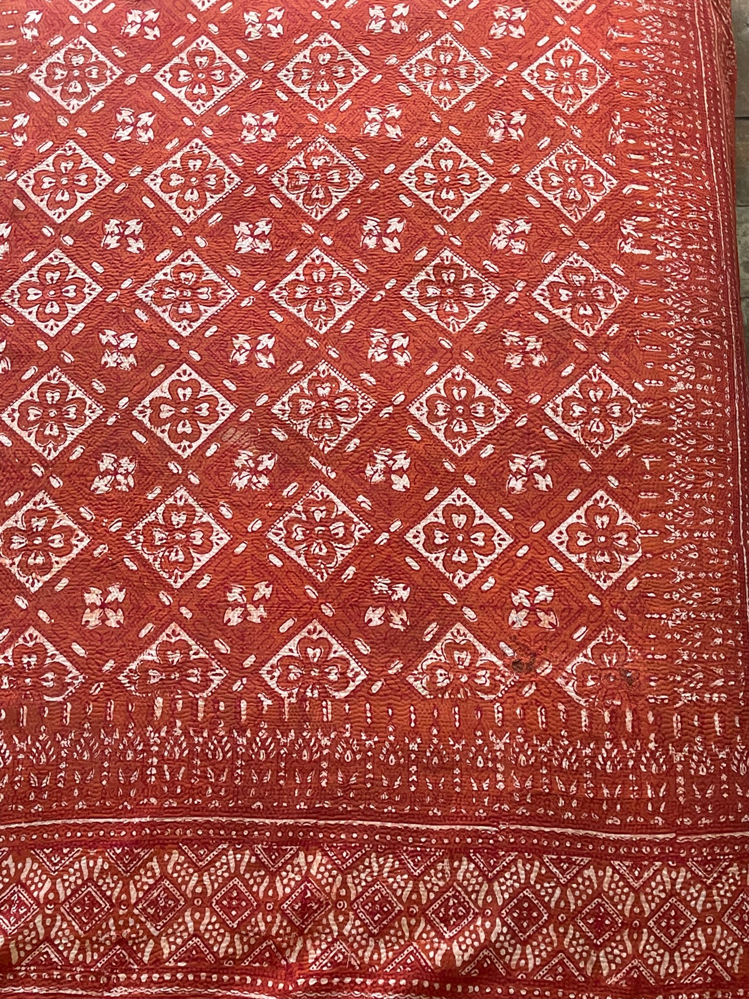 VIntage Ajrakh Kantha - DIAMONDS