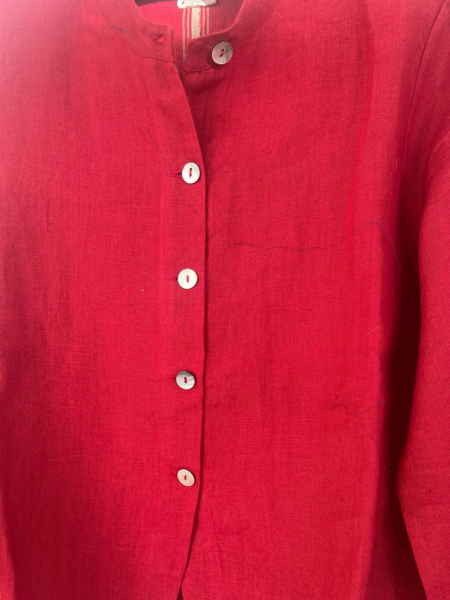 REYA Linen Jacket - Crimson
