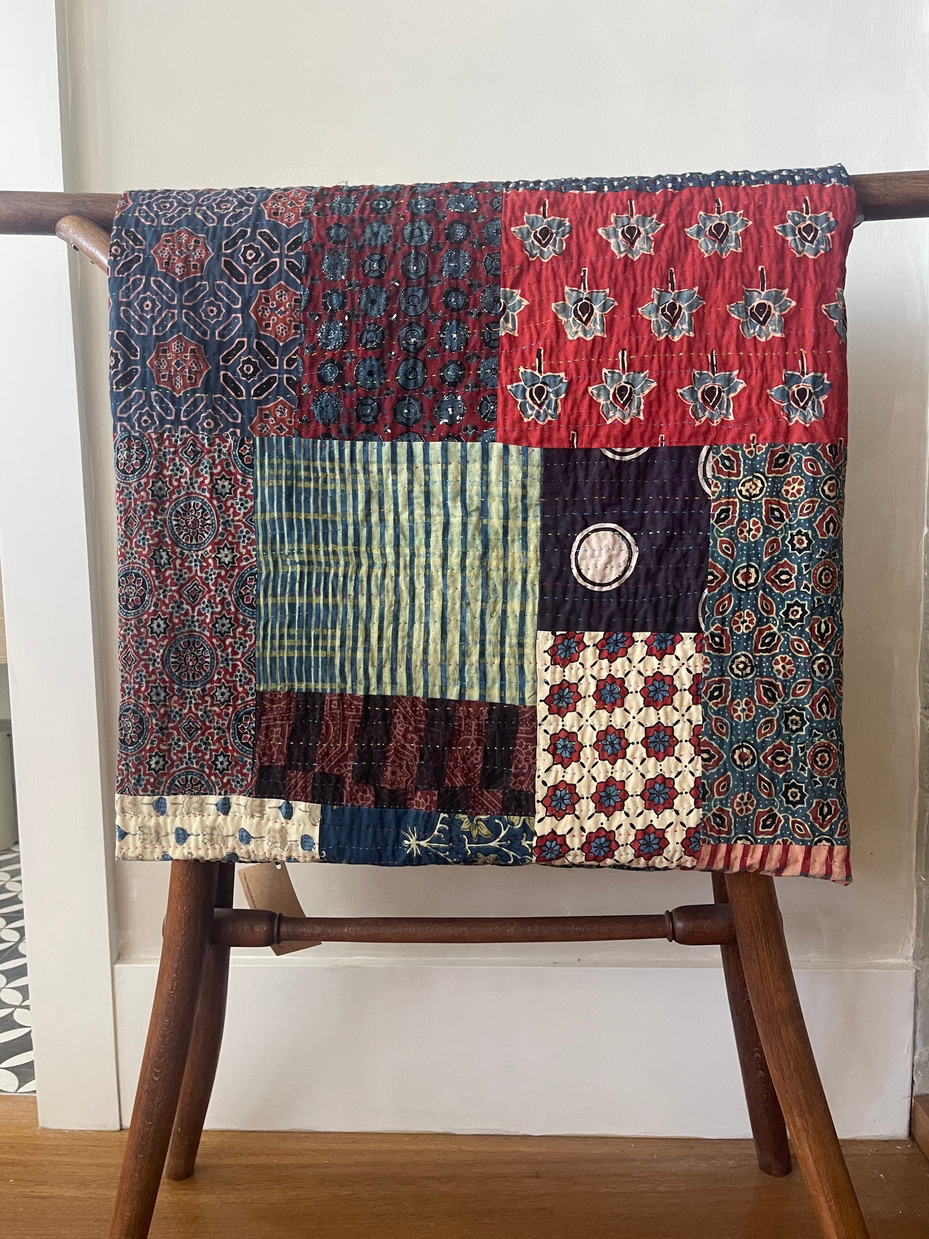 Madame Hall Ajrakh Bedcover - Night Moon Patchwork