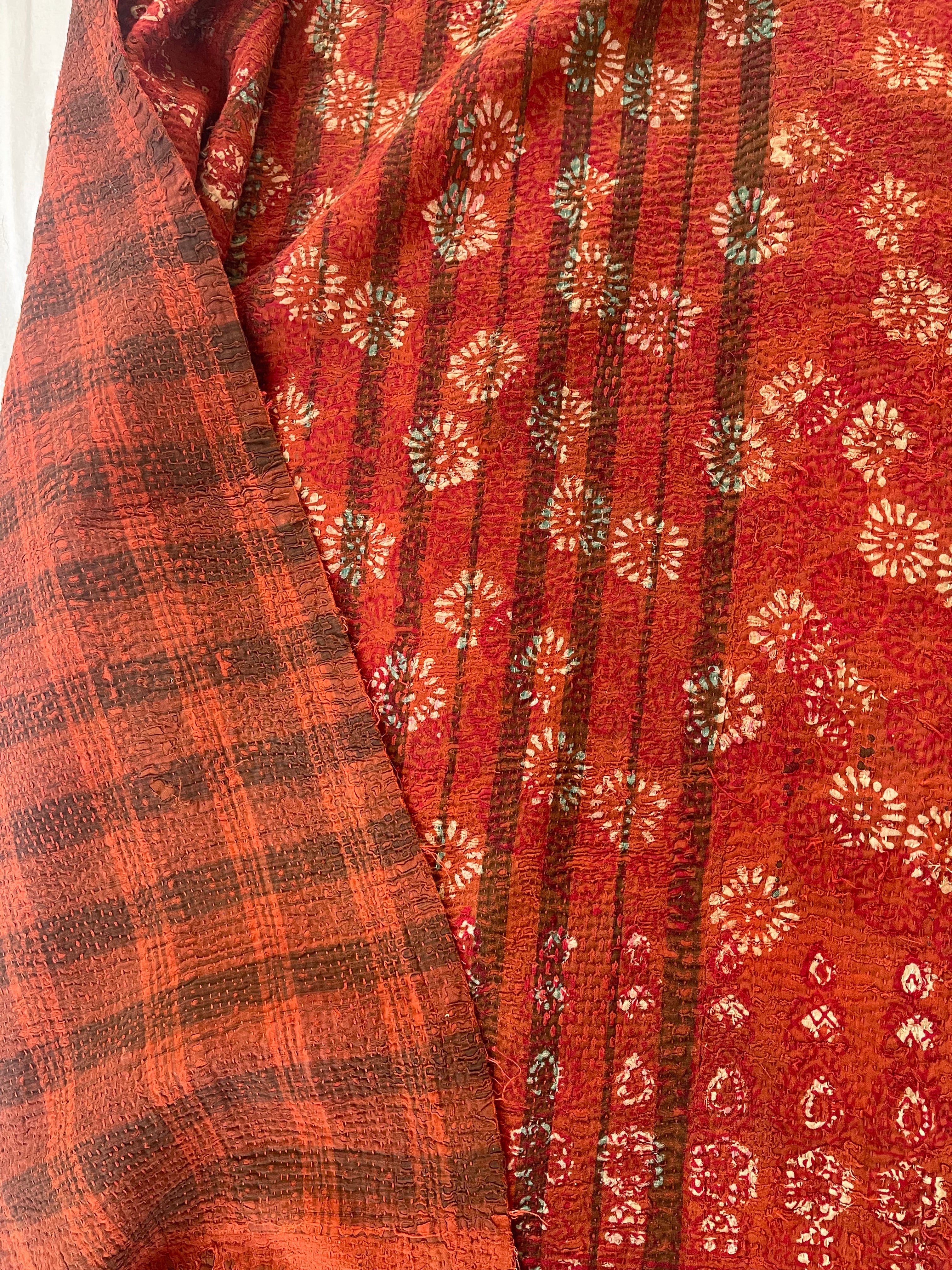 VINTAGE AJAKH KANTHA - Striped Meadow
