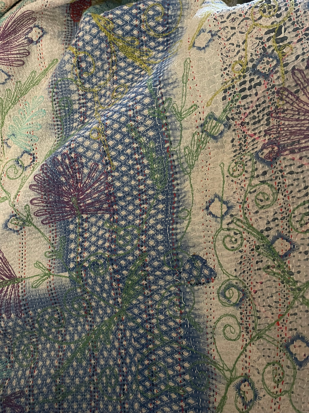 Suzani Vintage Kantha - COOL POMEGRANATE