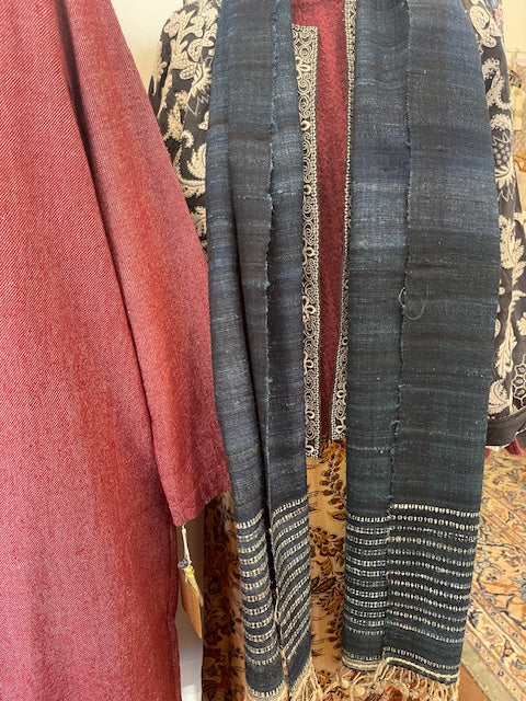 Handwoven Silk + Wool Scarf - Deep Sea Indigo Blue
