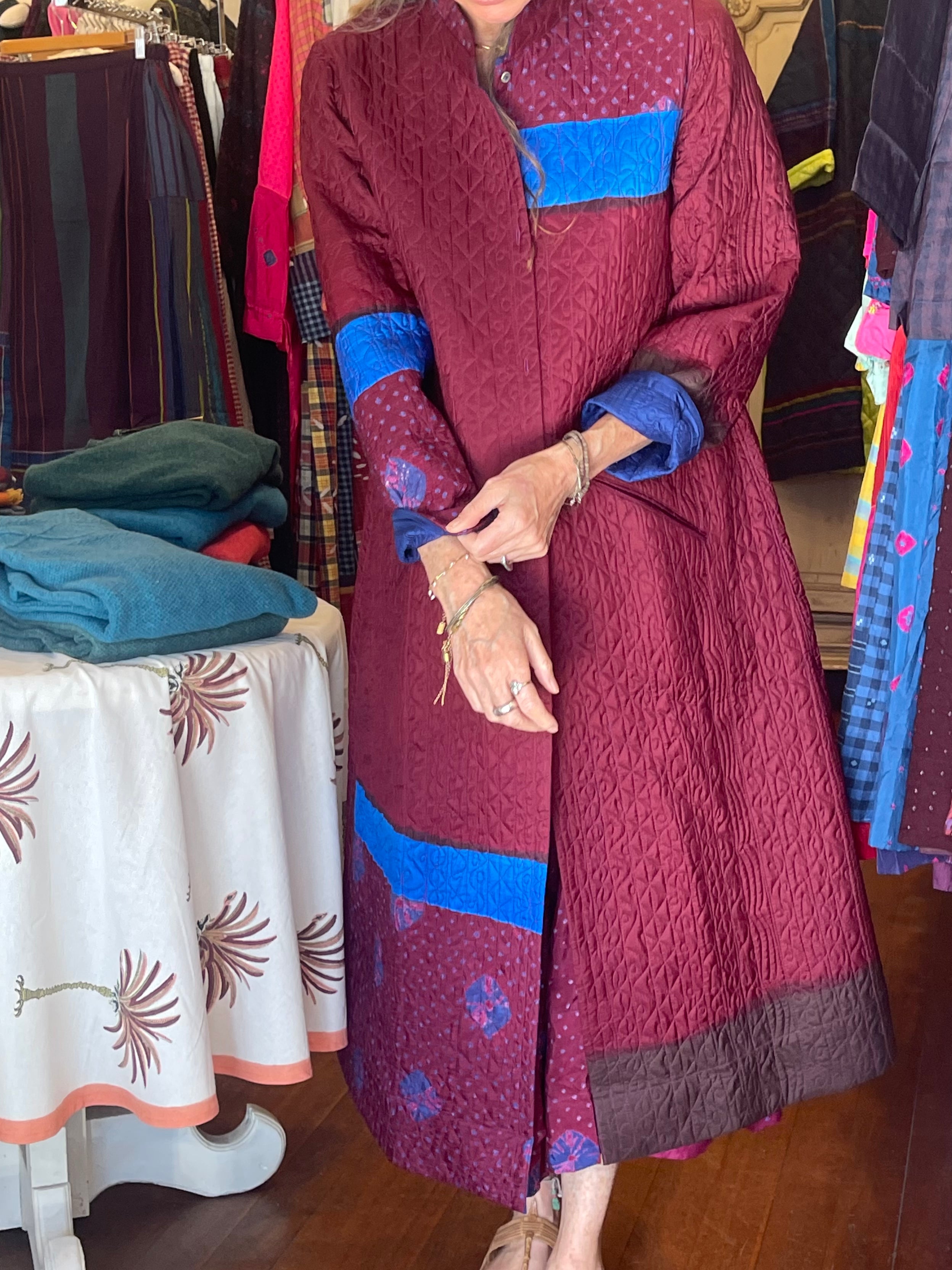 Miraj 58 - Magenta + Blue Stripe Silk Jacket