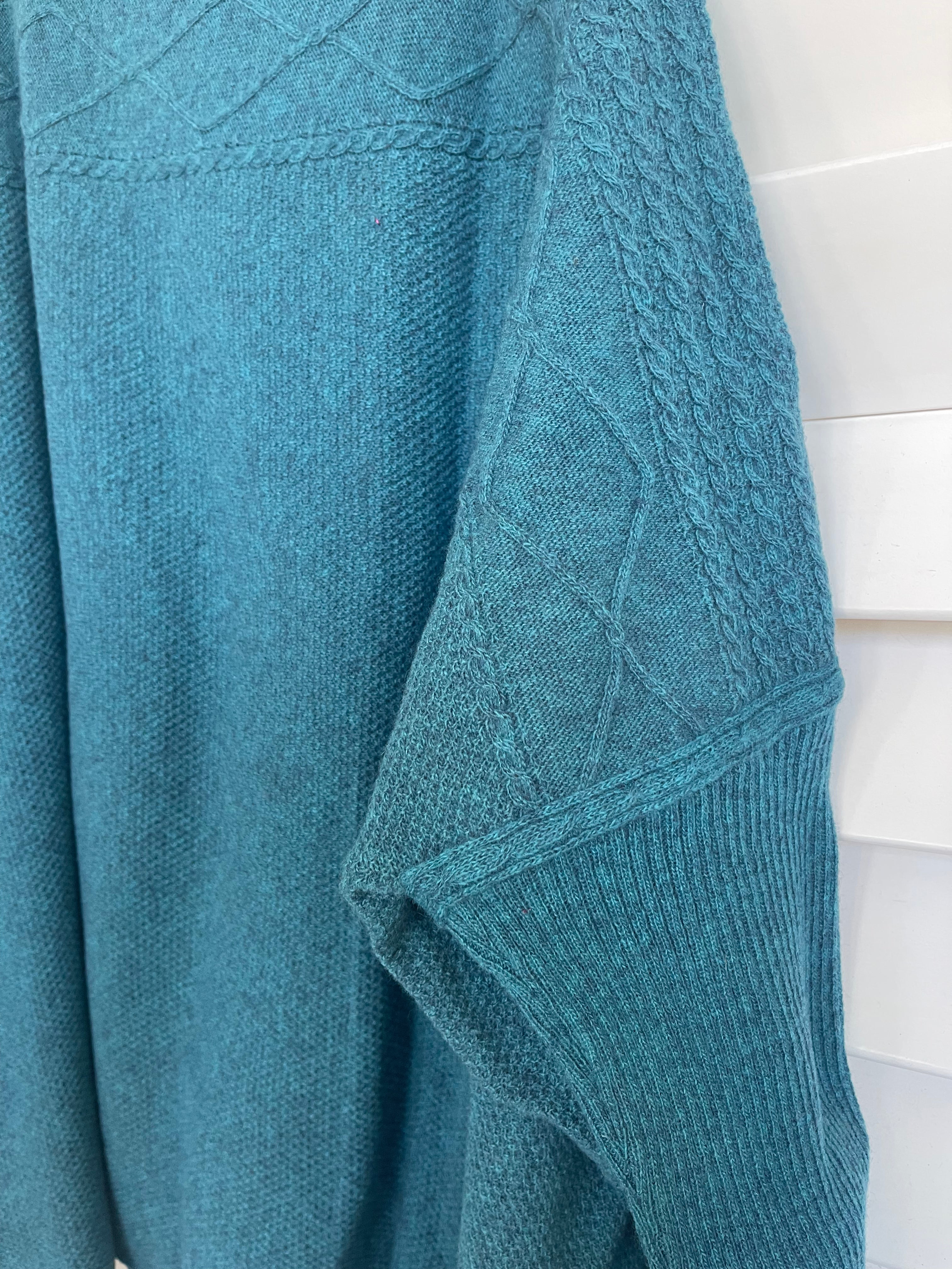 Boat Neck Cable Knit - TEAL