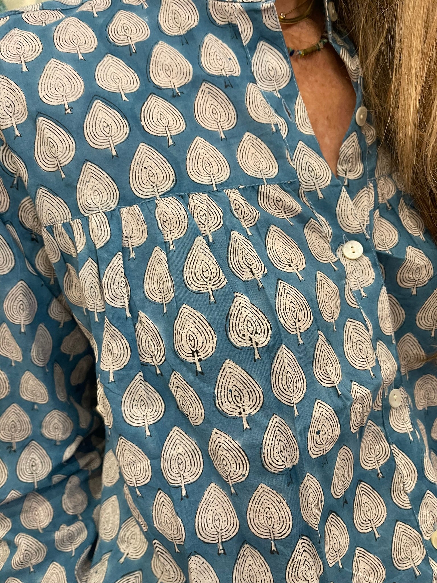 Handblock Printed Blouse - NORWEGIAN LAKE