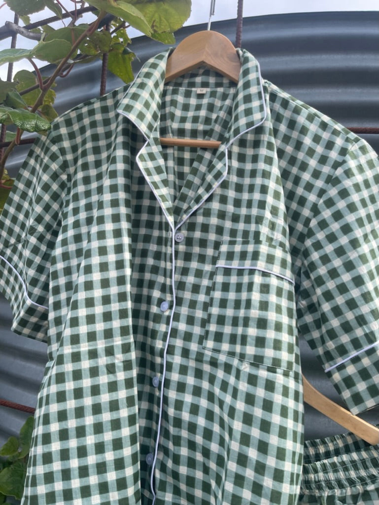 PYJAMAS Short - Green Gingham Check