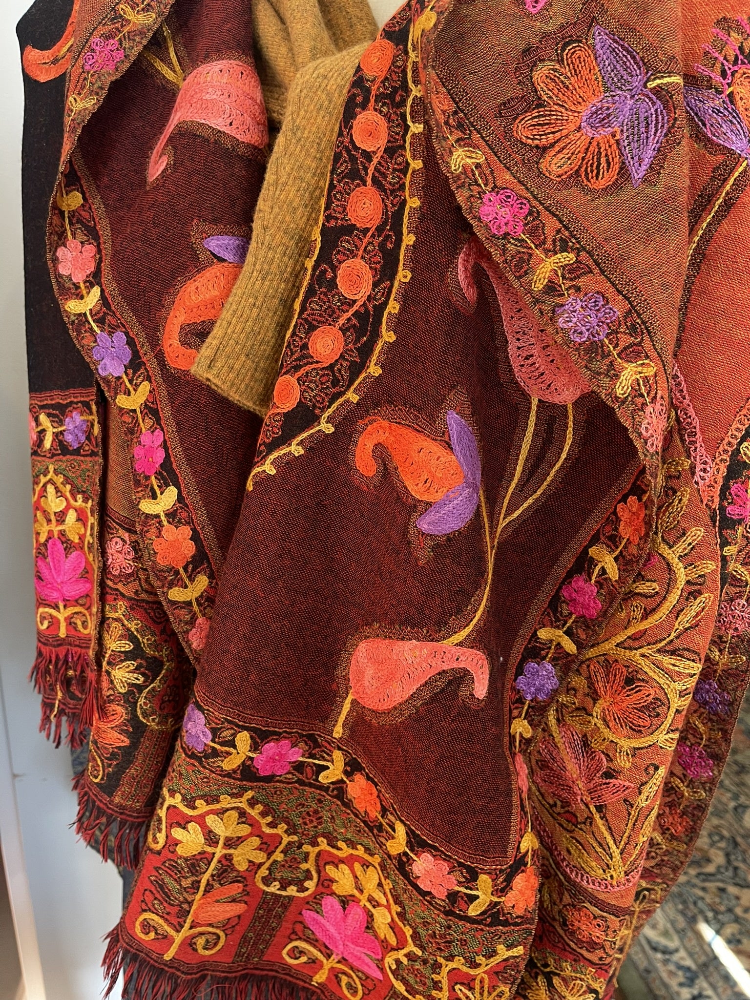 Embroidered Wool - Midnight Lotus