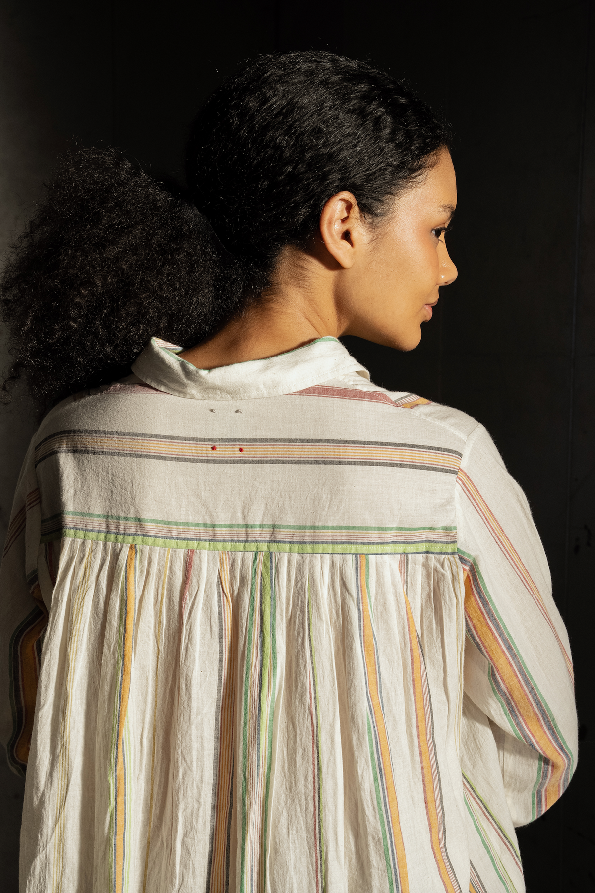 DEVESHI Cotton Shirt - Ecru Stripe