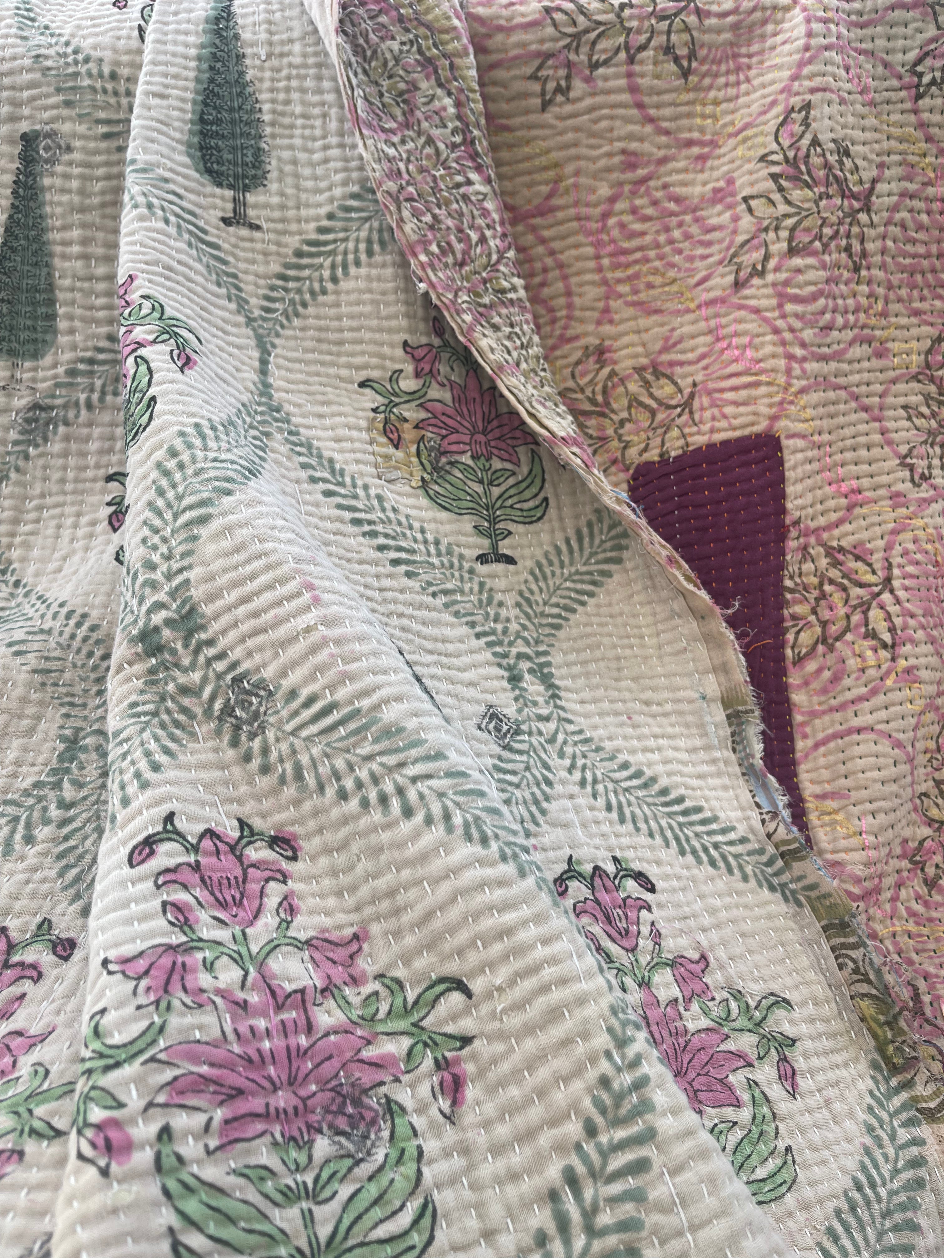 VINTAGE KANTHA -French Floral |Demi Yellow