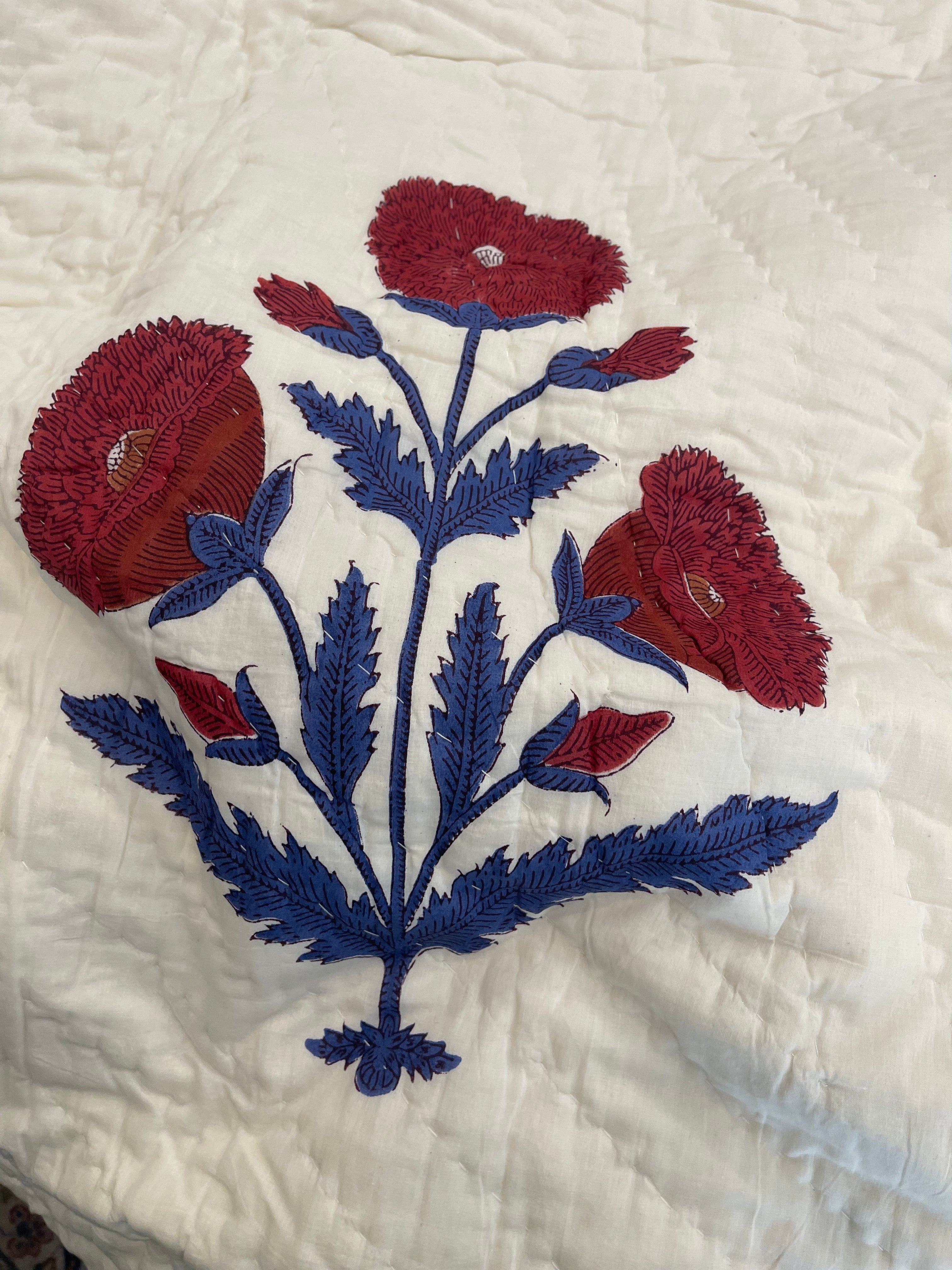 Jaipuri Razai - Maritime Poppy