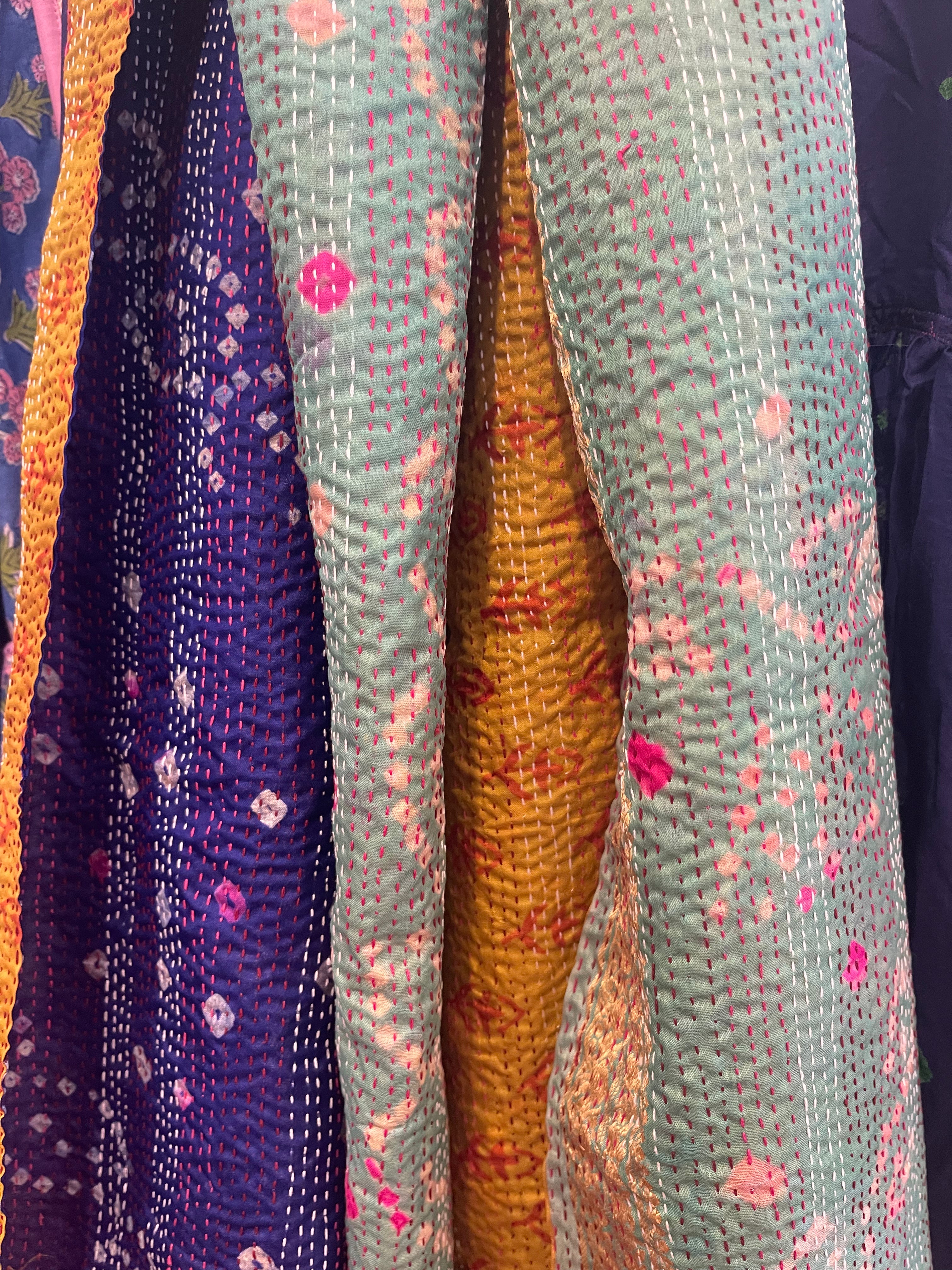 Kantha Silk Muffler - Golden Jade