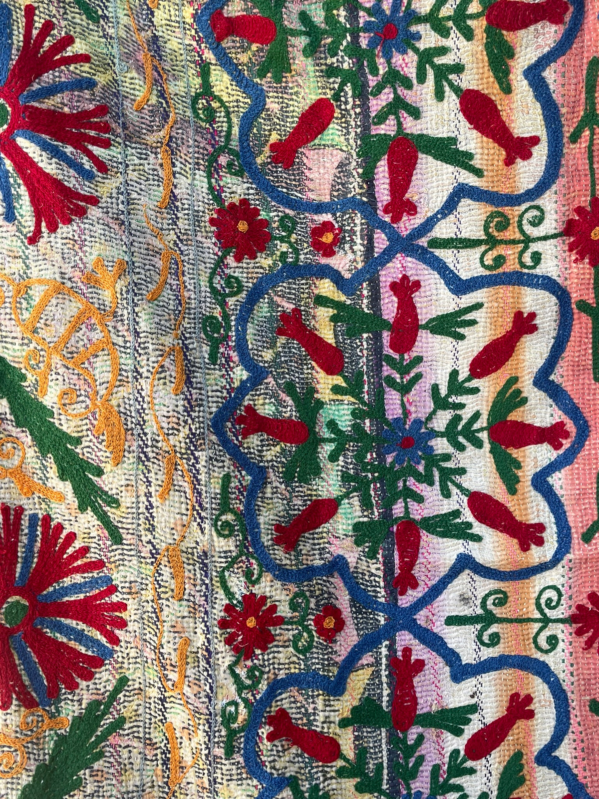 Suzani Vintage Kantha - OCTAGONAL FLORA