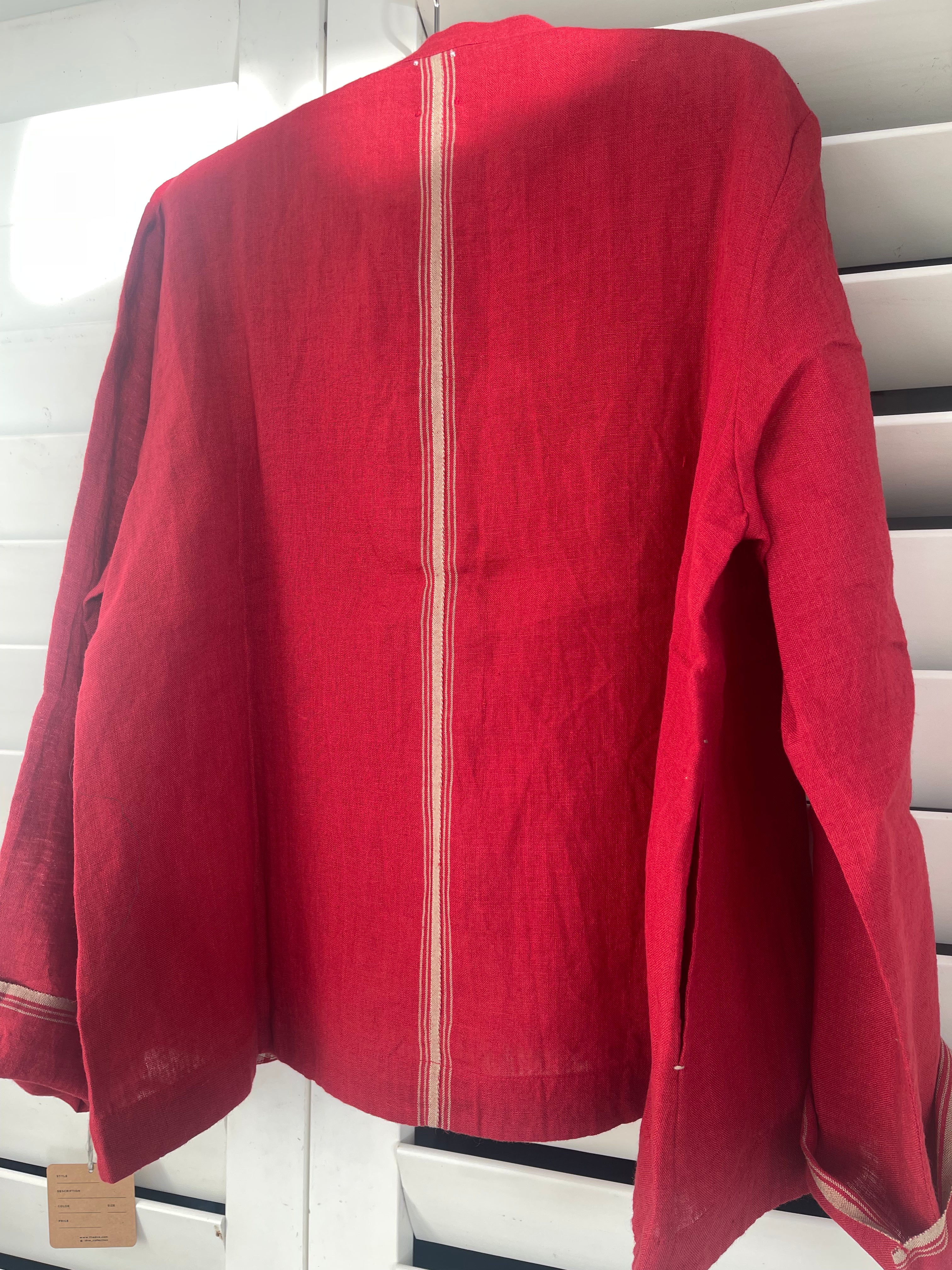 REYA Linen Jacket - Crimson