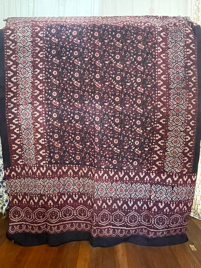 VINTAGE AJRAKH KANTHA - Indigo Night Garden