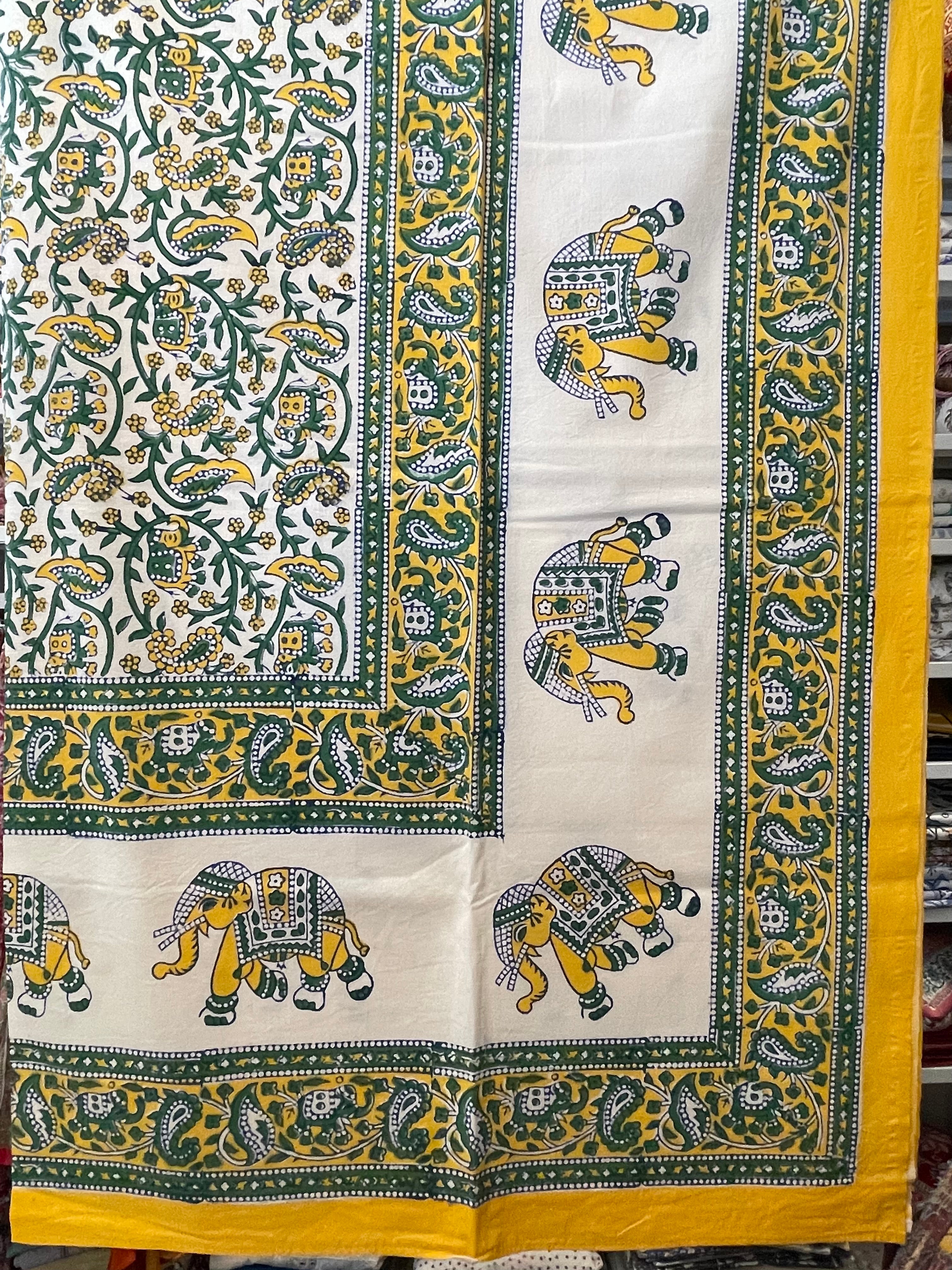 Handblock Printed Tablecloth Rectangular - Elephant Walk