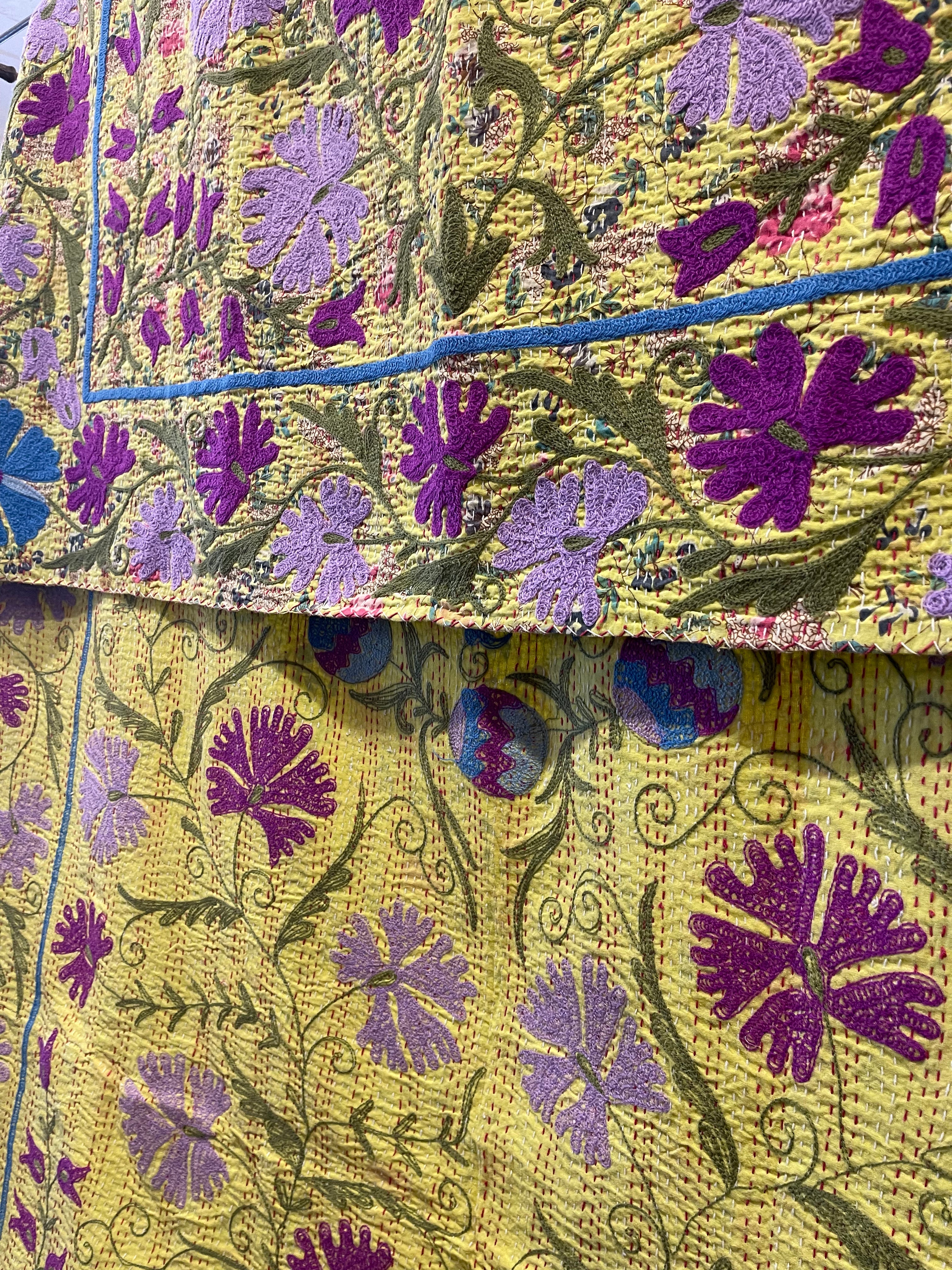 SUZANI VINTAGE KANTHA - SUNLIT LIME