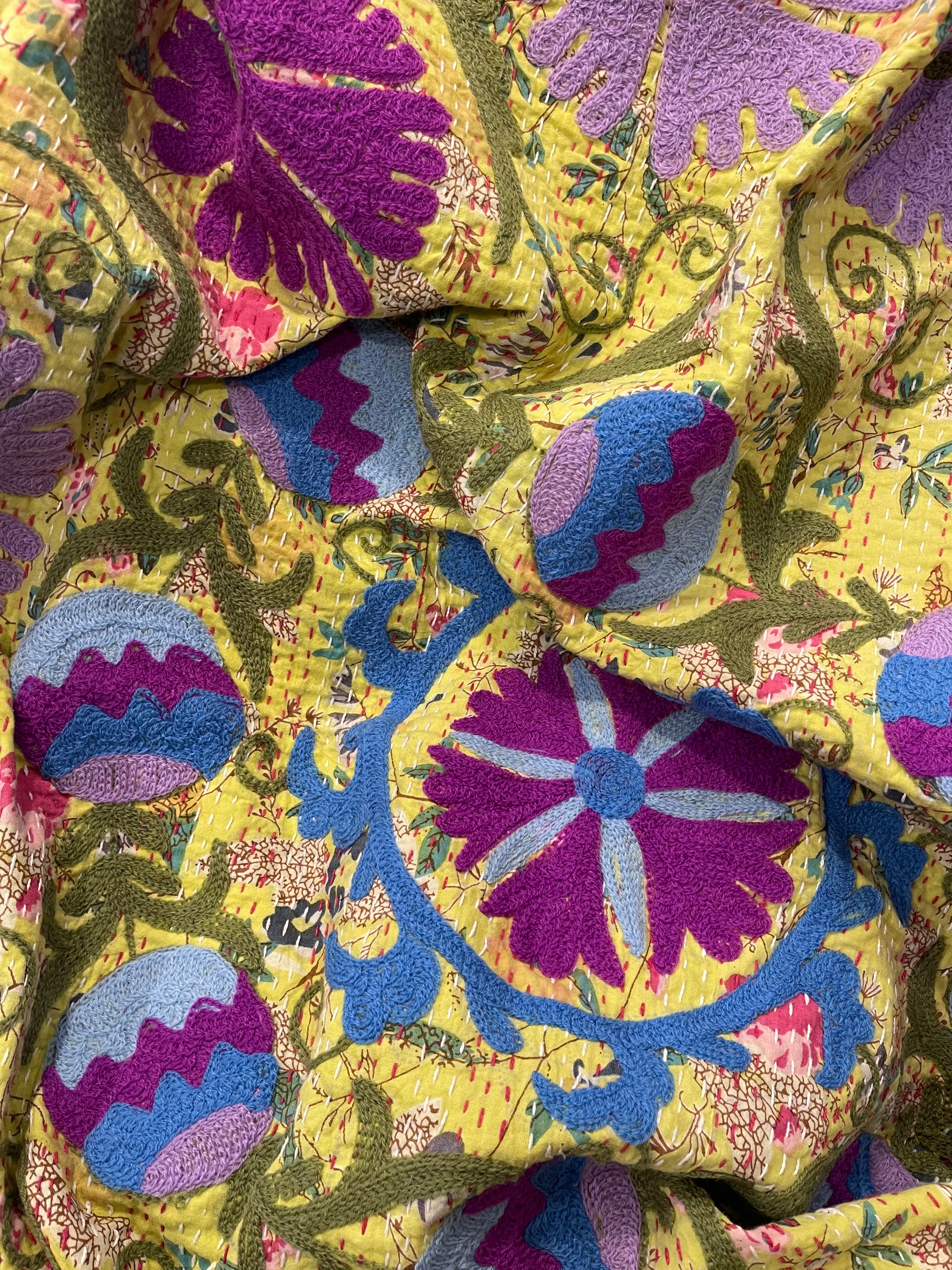 SUZANI VINTAGE KANTHA - SUNLIT LIME