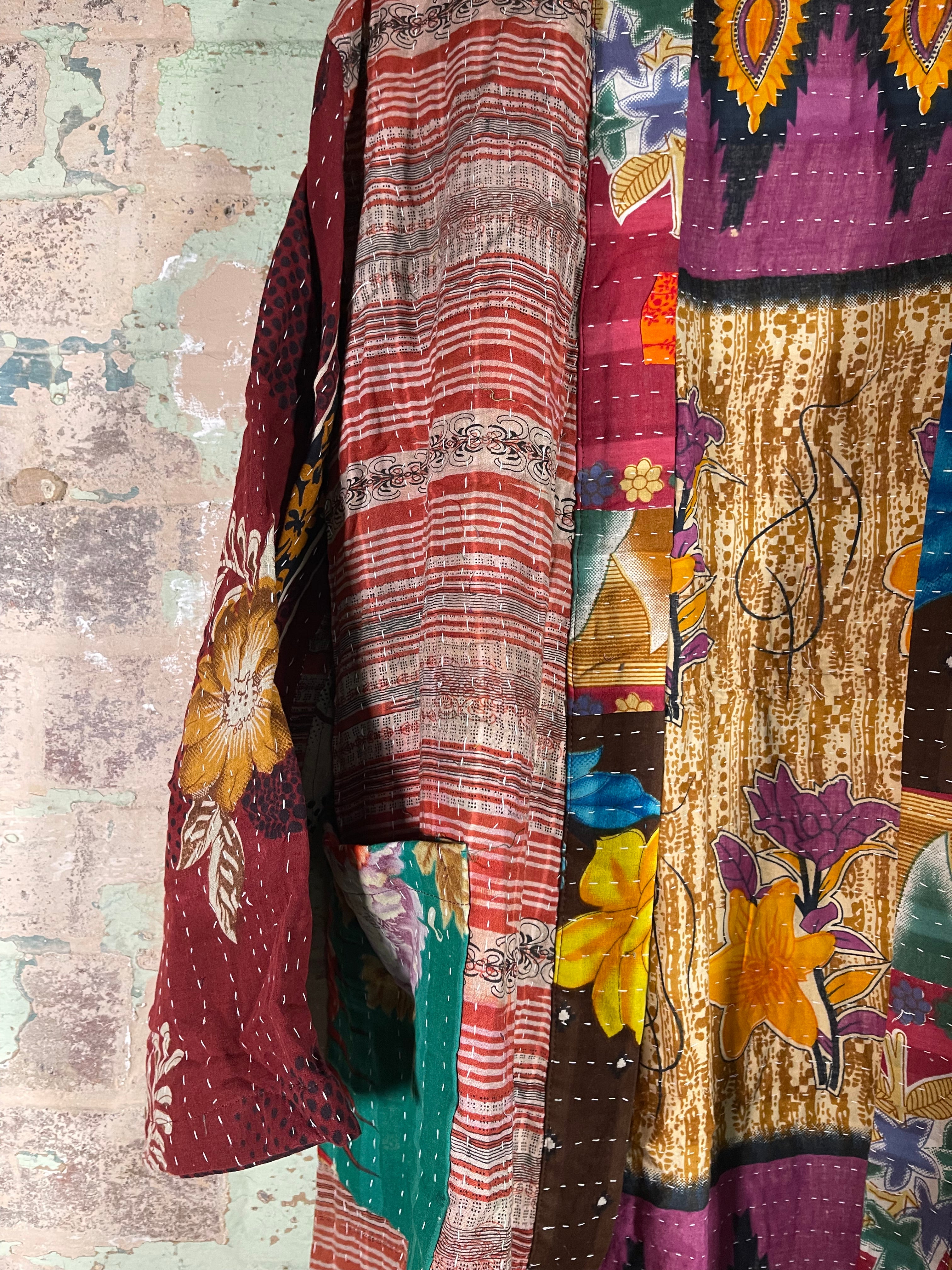 Vintage Kantha Kimono - Hidden Ocean