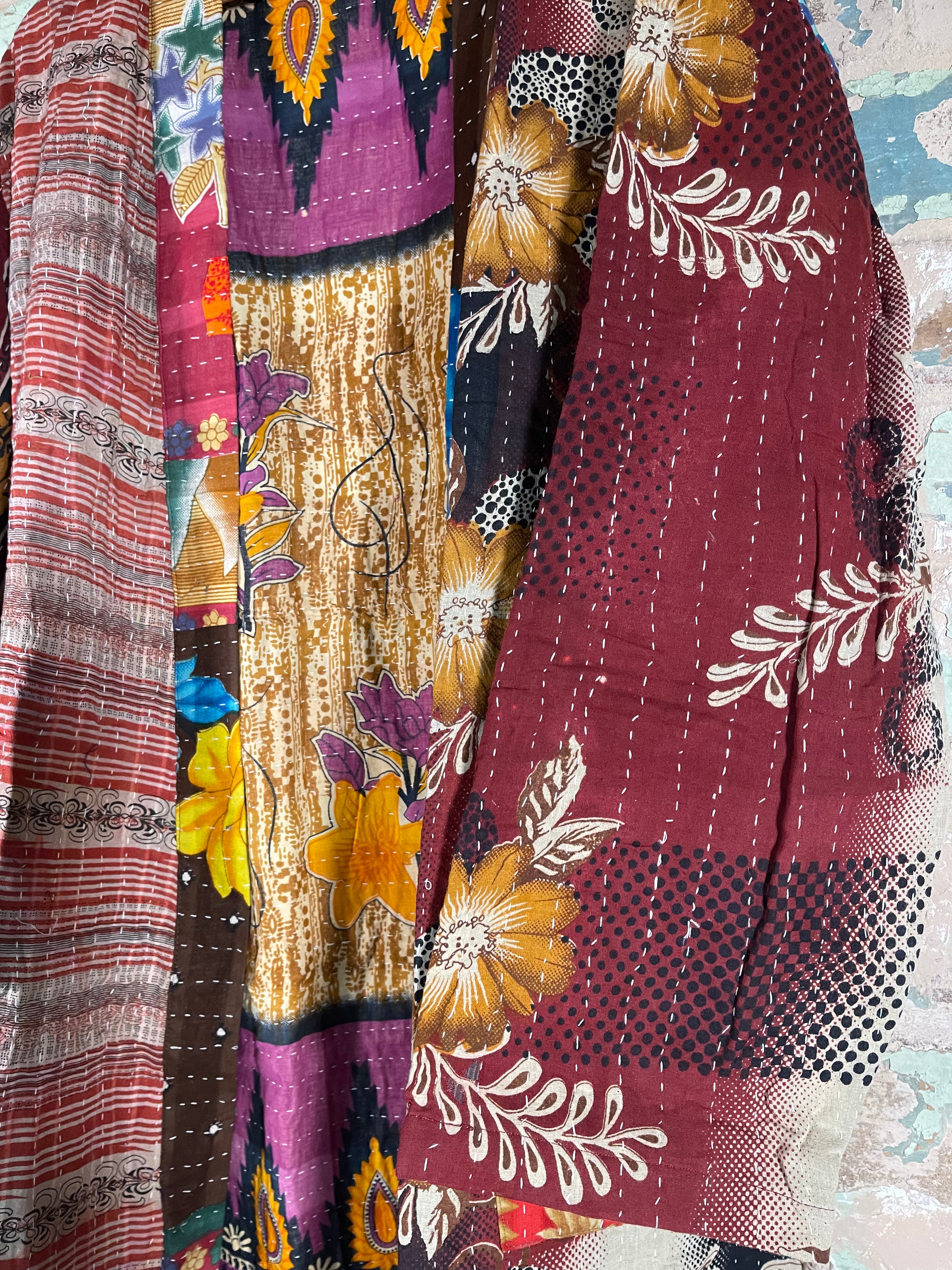 Vintage Kantha Kimono - Hidden Ocean