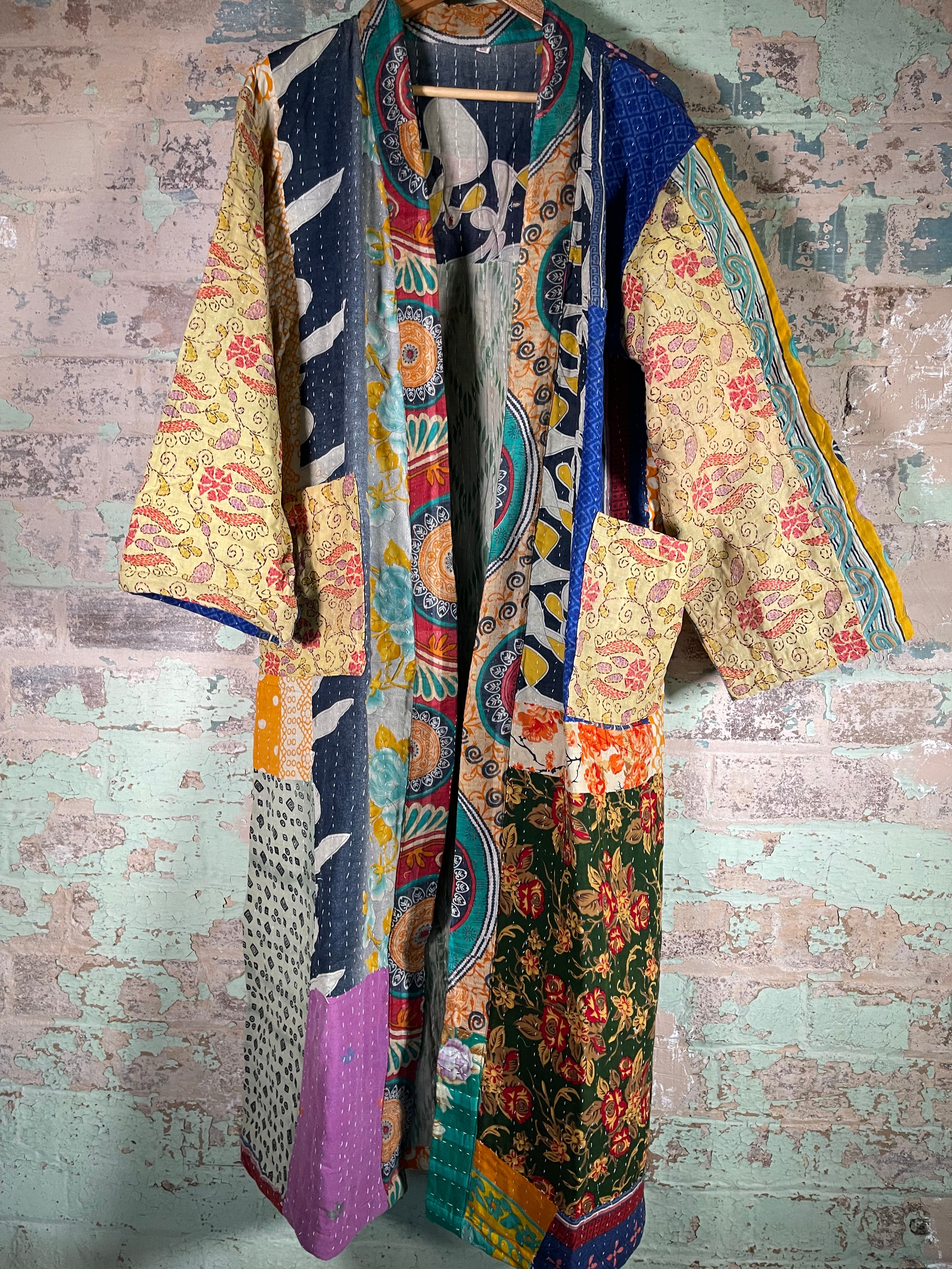 Vintage Kantha Kimono - 60's Orange