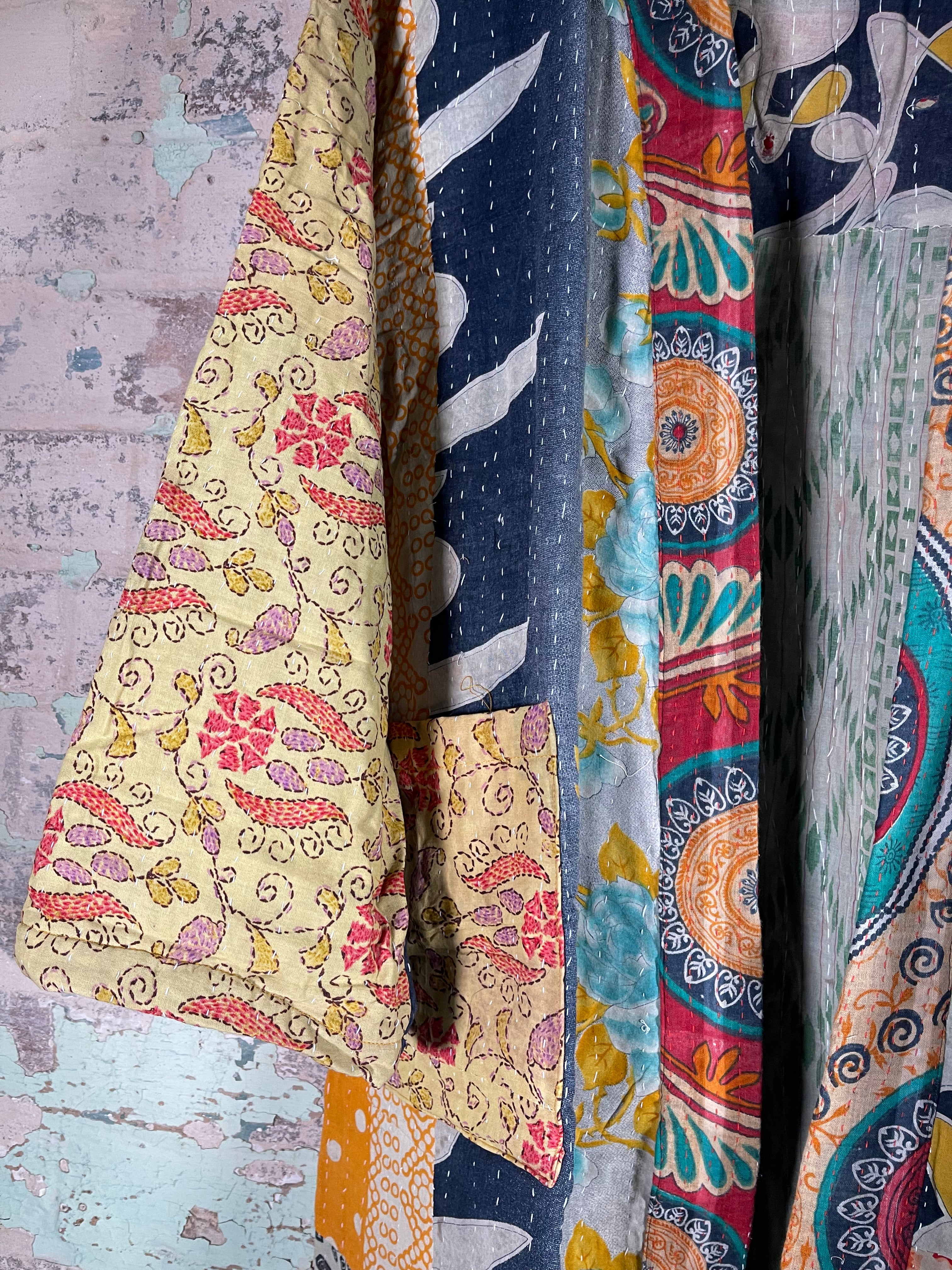 Vintage Kantha Kimono - 60's Orange